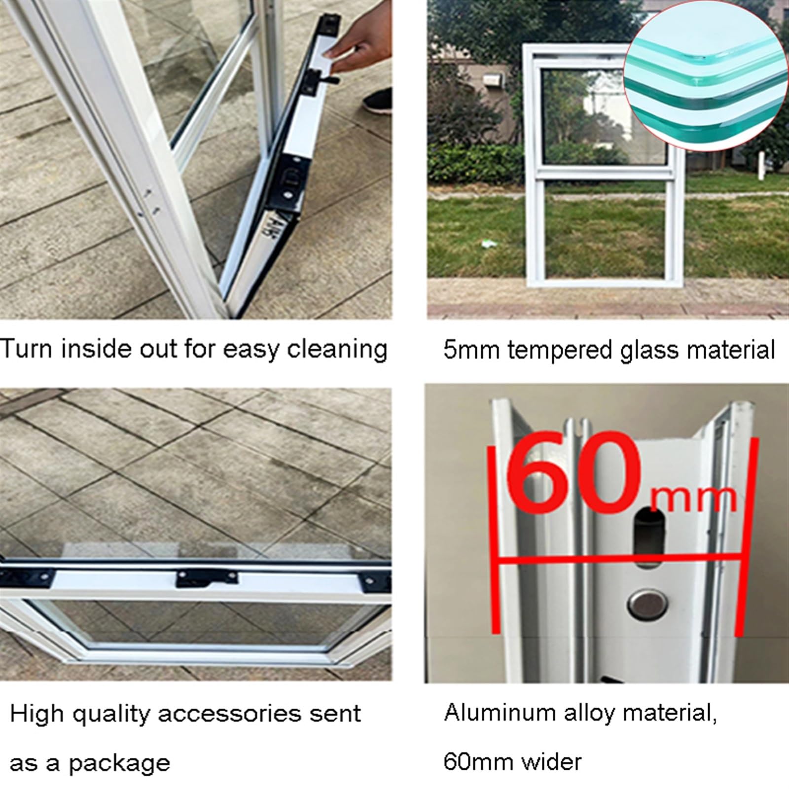 Salas Ventanas, Abra La Ventana Deslizante Vertical del Sótano, Ventana De Vidrio Servicio Camión Comida con Inclinación Inferior para Mejoras En El Hogar(80x120cm)