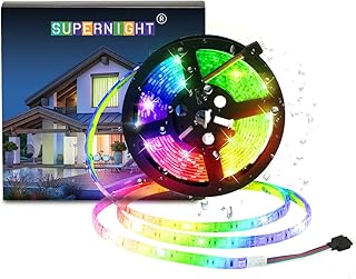 SUPERNIGHT LED Strip Lights, 16.4FT 5M SMD 5050 Waterproof 300LEDs RGB Color Changing Flexible LED Light Strip for Bedroo...
