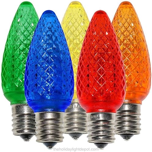 Miniatura 3 de Paquete de 25 bombillas LED C9 de repuesto para Navidad, bombillas LED facetadas, grado comercial, base intermedia E17, regulables, SMD,