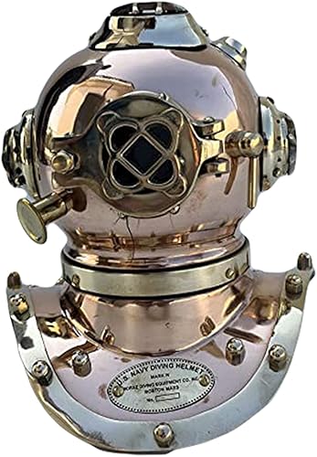 Wood Antique Collection - Soporte para casco de buceo de latón cobre casco de buceo con acabado negro, buceadores marinos de mar profundo, regalo