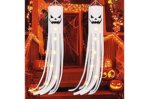 CCINEE Halloween Ghost Windsock Flag with Glow in the Dark Lights