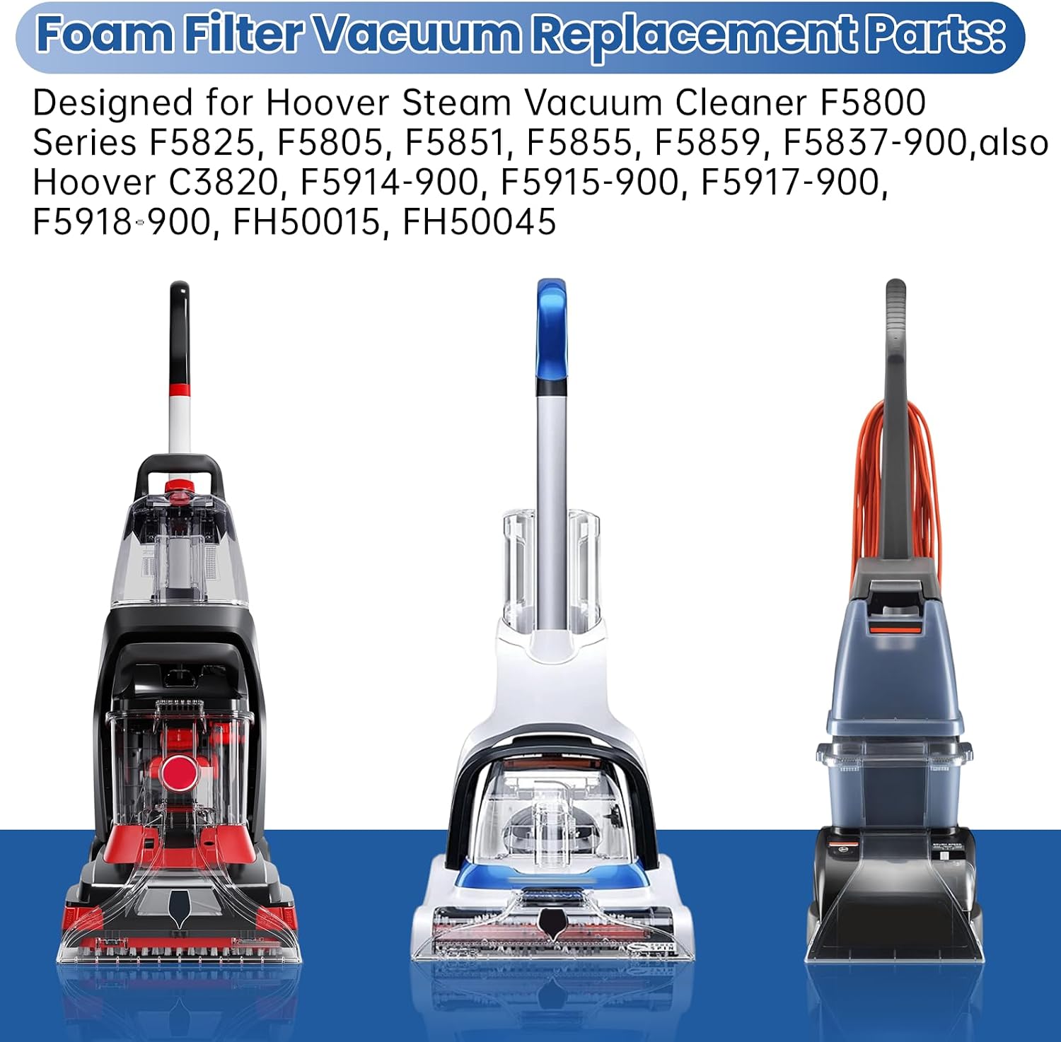 2 Pcs Foam Tank Filter Compatible Hoover Steam Vacuum Cleaner F5800 Series image 3