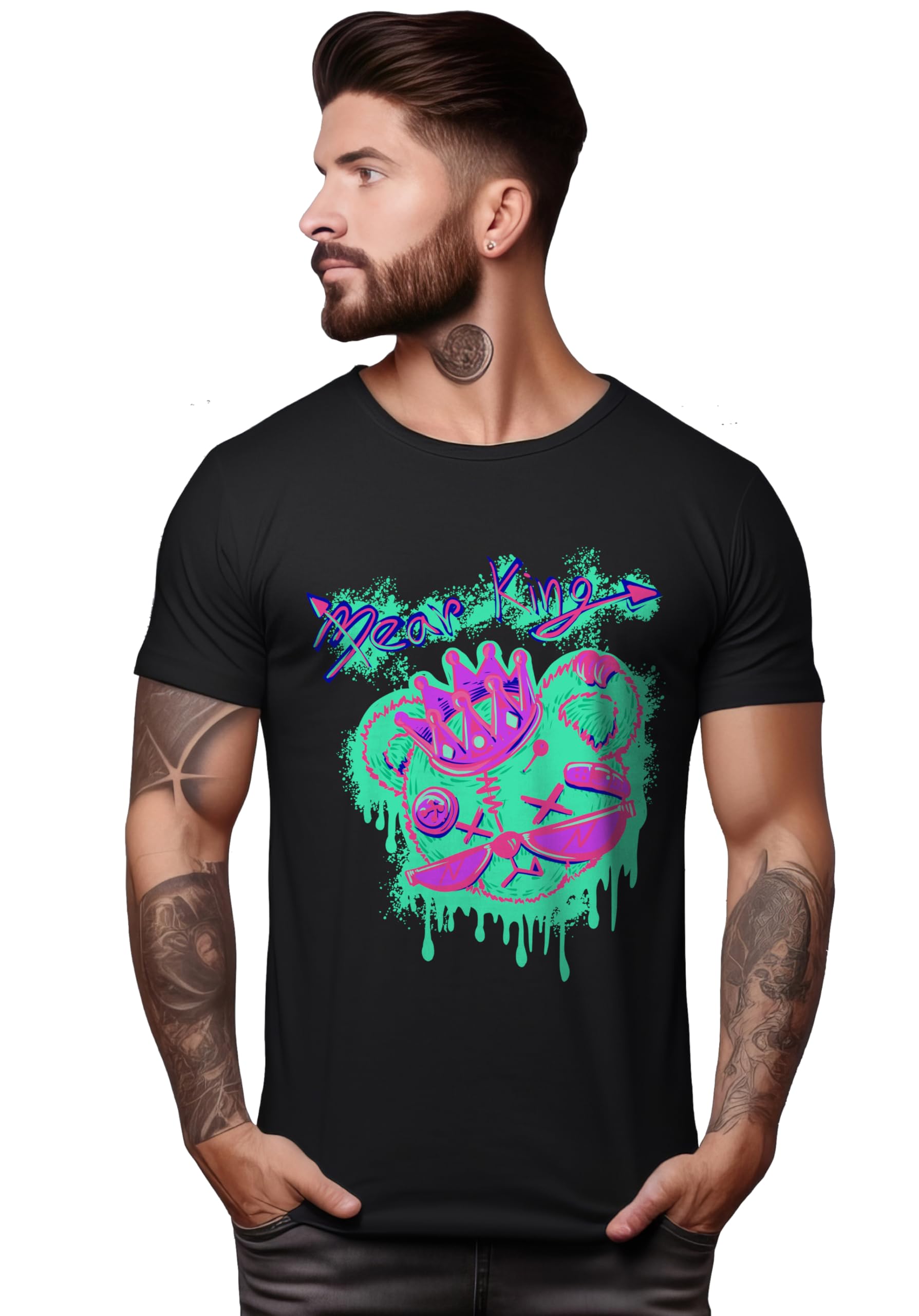 PeppyzoneRegular Fit Stylish Teddy Bear Printed T Shirts for Men