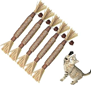 RELONGGI 5 PCS Natural Silvervine Sticks Cat Toyï¼ŒCatnip Dental Toy for Kitten Teeth Cleaningï¼ŒMatatabi Dental Care,Cat & Kitten Chew Toys for Aggressive Chewer, Easy to Carry Silvervine