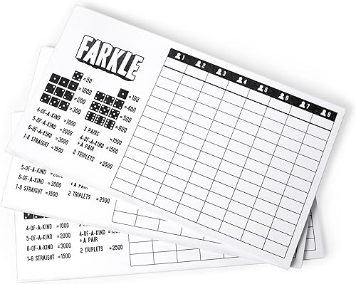 Miniatura 2 de Brybelly Farkle Scorecards - Juego de 75 hojas de puntuación de repuesto para juegos de dados Farkle para hasta 8 jugadores