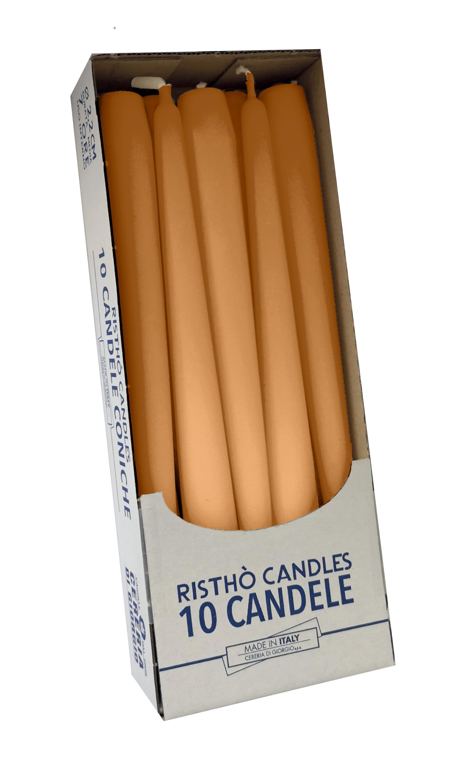 Cereria Di Giorgio Bougies Coniques 2.2x25cm - Lot De 10 - Cire - Pour Chandeliers, Restaurants