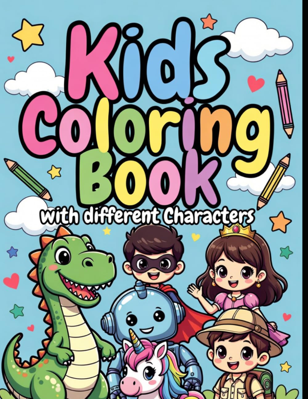 Kids Coloring Book: with different Characters (Kid coloring books Series)