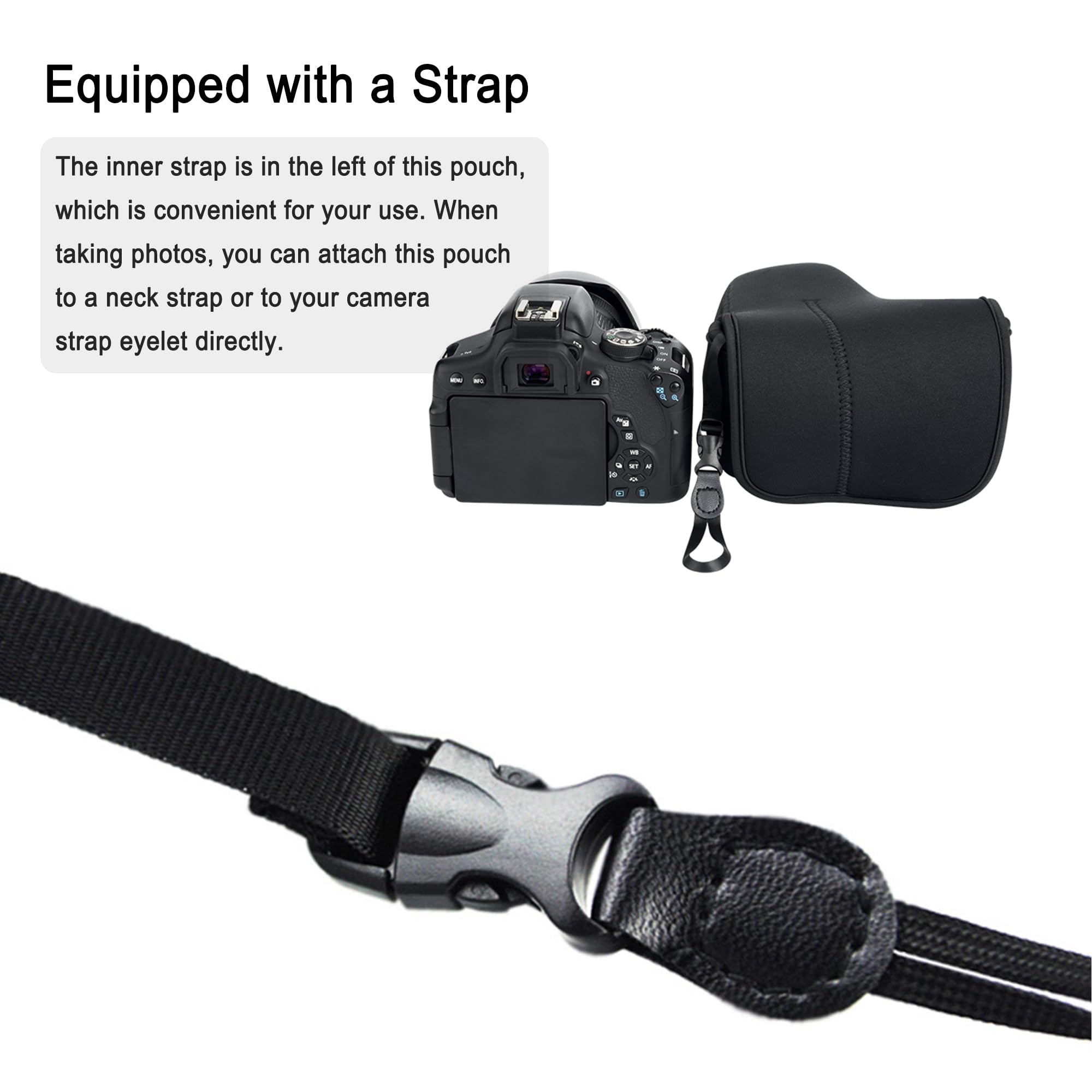 JJC DSLR Kameratasche SLR Spiegelreflex Kamera-Schutzhülle mit Neopren Schutz für Canon EOS 77D 80D 760D 750D 700D 60D Nik. D7500 7200 D7100 D5600 D5500 D5300 mit Objektiv (bis zu 148 x 113 x 188mm)