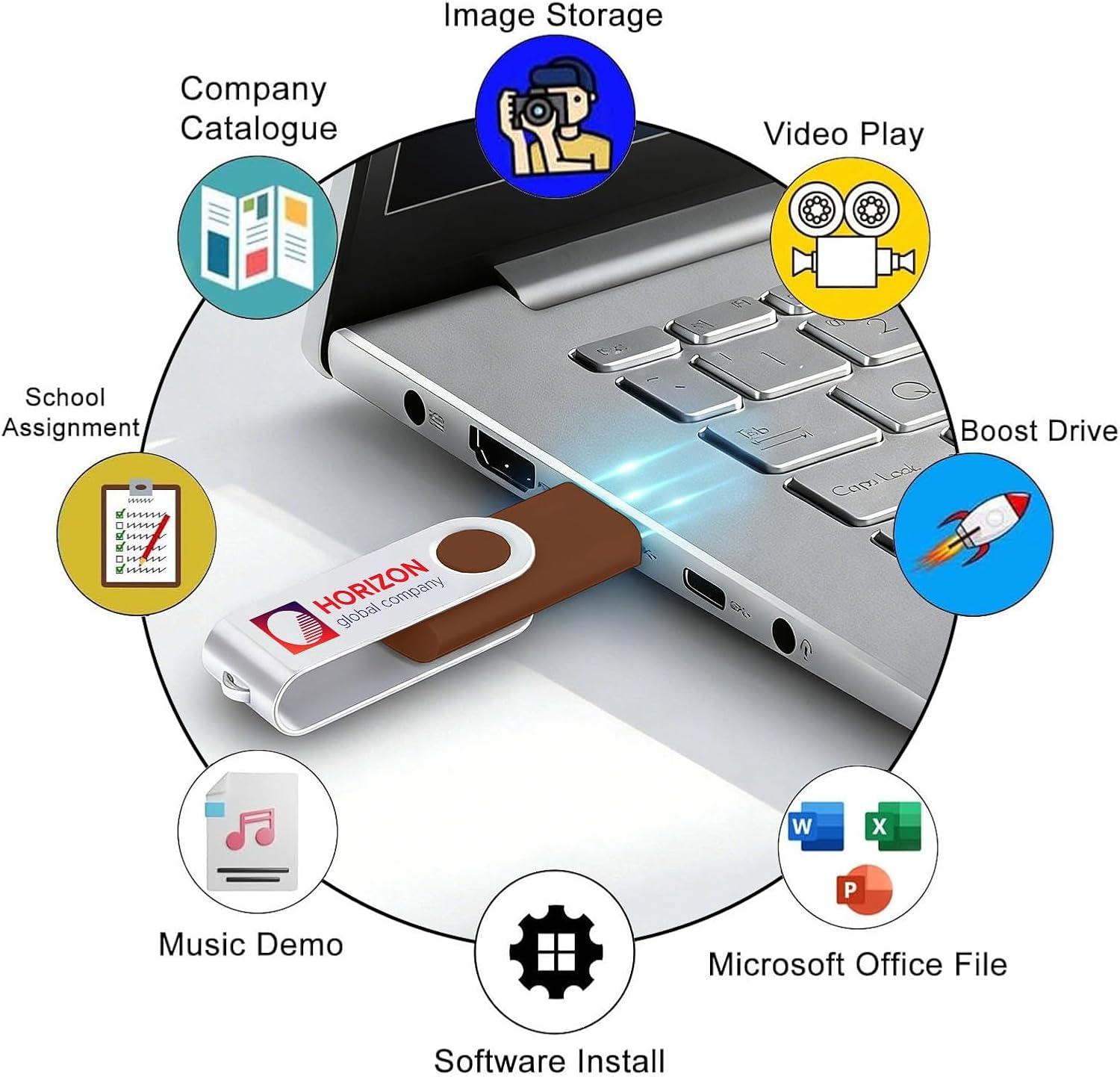 500 Pack 32GB Custom USB Flash Drives USB 3.0 with Case, Personalized Thumb Drives with Logo/Text/Image, Brown Bulk Customized Memory Sticks for Wedding, Business, Corporate Gifts