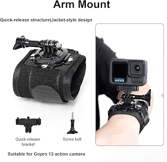 Accessories Set for GoPro Hero 13,Whit Magnetic Latch Mount Quick Release Head Strap Chest Mount Harness Backpack Clip Holder 360Rotating Wrist Strap