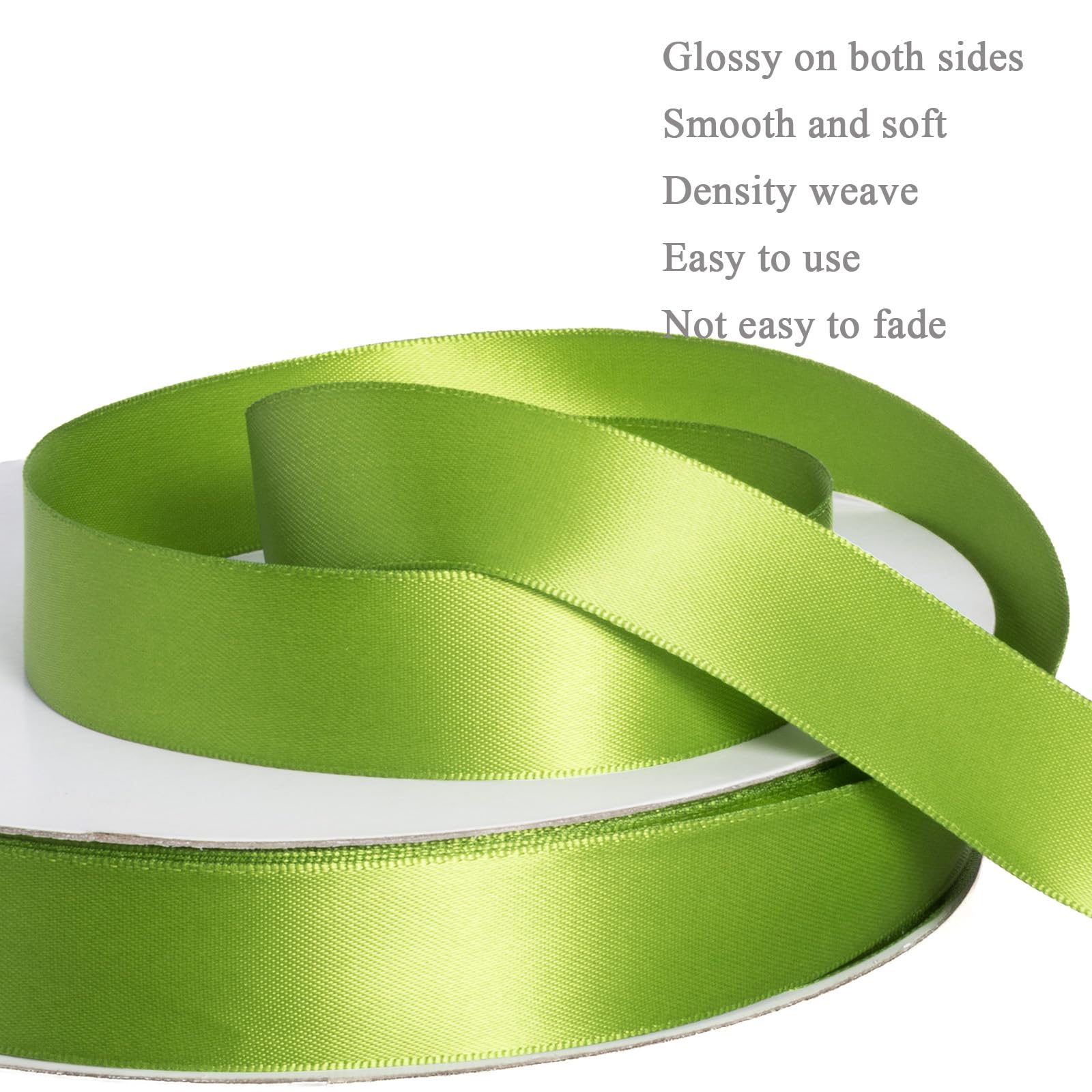 Amazon.co.jp: YASEO ライムグリーンリボン 無地 両面ポリエステル