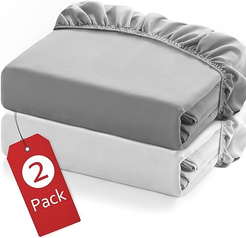 Paquete de 2 sábanas bajeras tamaño individual, colchón de hasta 15 pulgadas de profundidad, ultra suaves y transpirables, sábanas bajeras