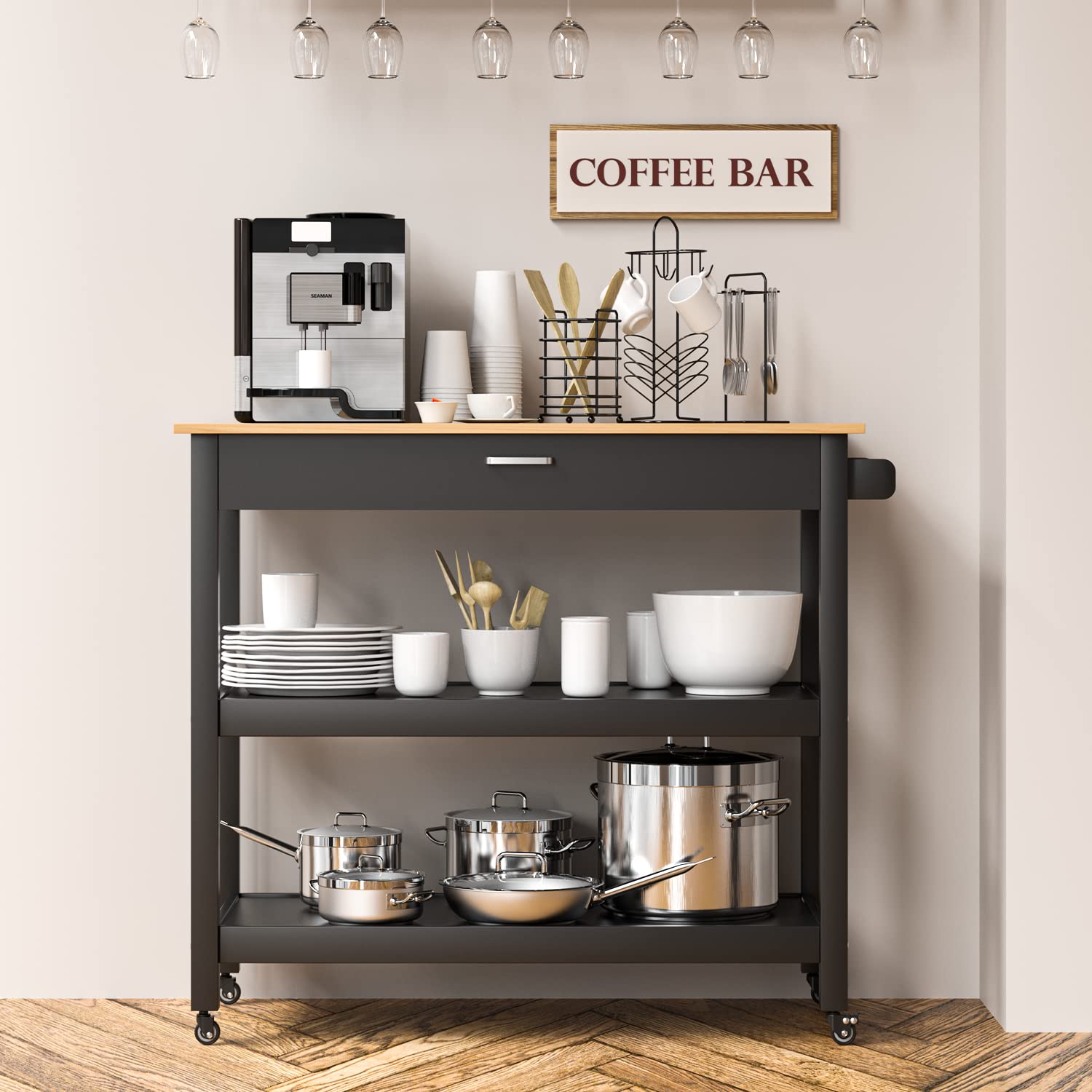 Kitchen Islands Carts with Wheels , 40’’ Rolling Kitchen Trolley Cart