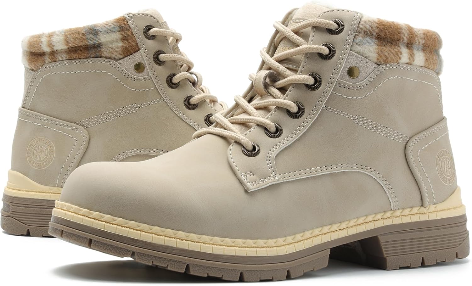 ANJOUFEMME Womens Hiking Snow Winter Boots - Outdoor Waterproof Lightweight Ankle Boots for Women Work Backpacking Boots FNW110-FNW08-BEIGE-6 - Image 4