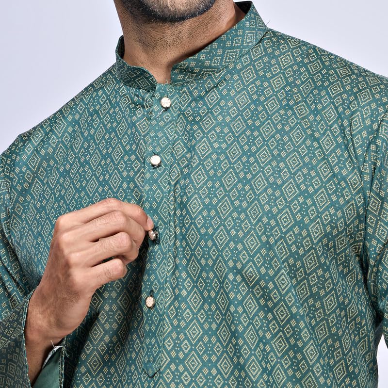 Image of BELLAZO Men's Premium Cotton Printed Regular Kurta | Stylish Kurta for Weddings /Festivals