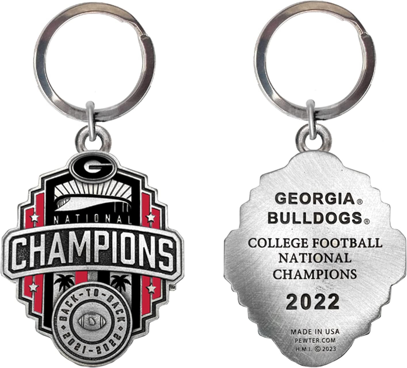 Heritage Pewter Georgia Bulldogs 2022 National Championship Keychain | Durable Key Holder | Intricately Crafted Metal Pewter Alma Mater Inlay