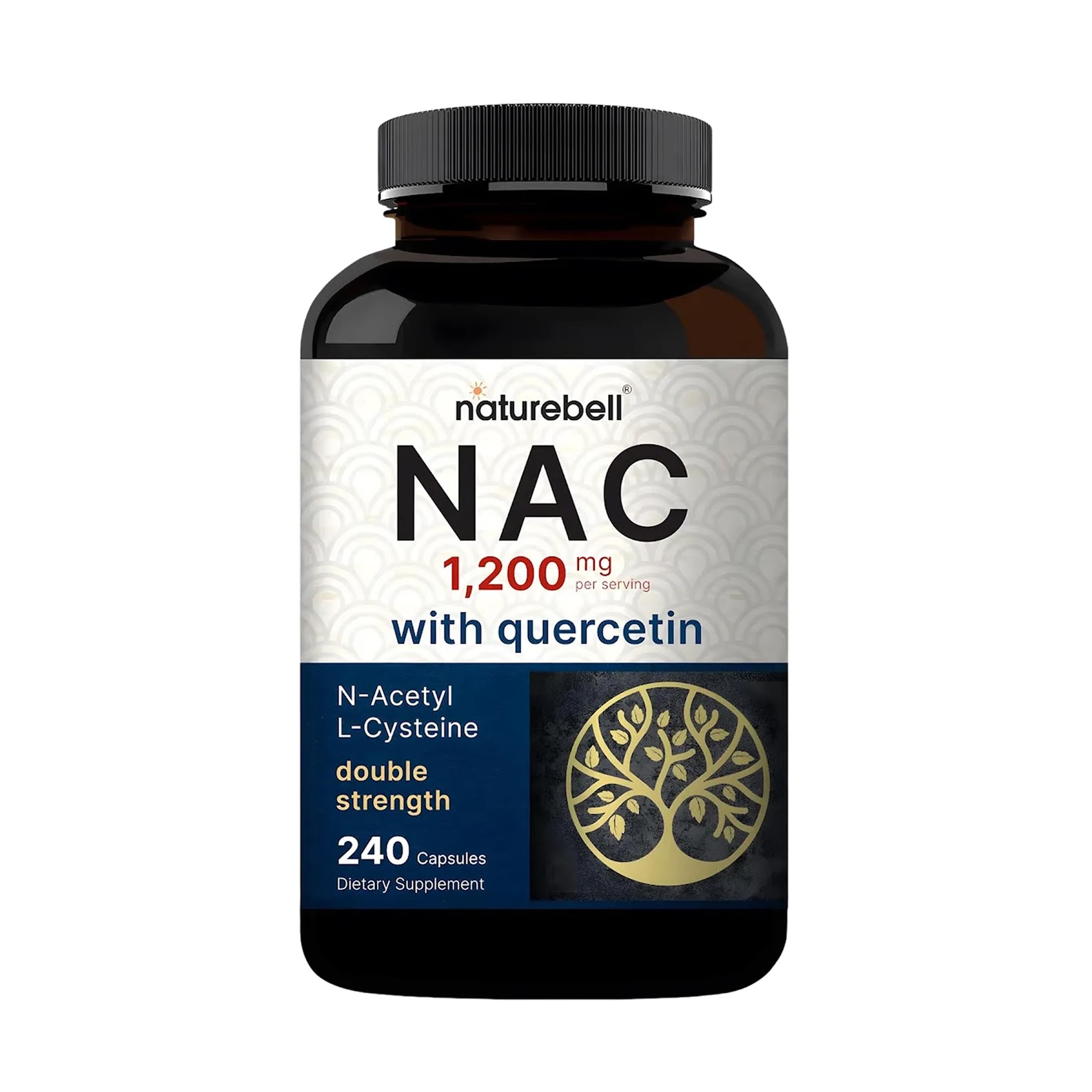 NatureBell NAC 1,200mg with Quercetin - 240 Capsules - N-Acetyl Cysteine - Antioxidant Supplement for Cellular Health - Supports Liver, Lung & Immune Function*