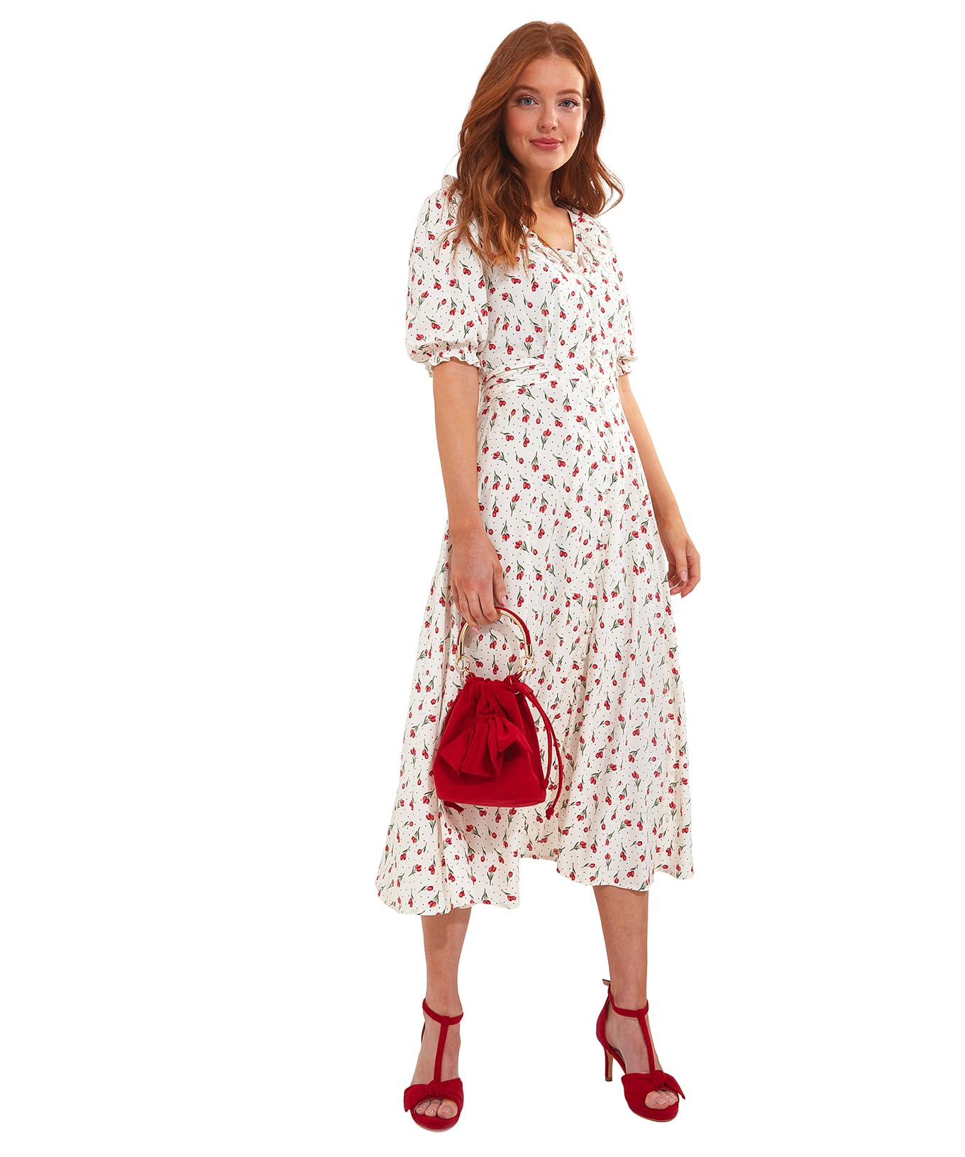 Joe Browns Vestido Midi con Volantes Florales Tulip Ditsy Mujer
