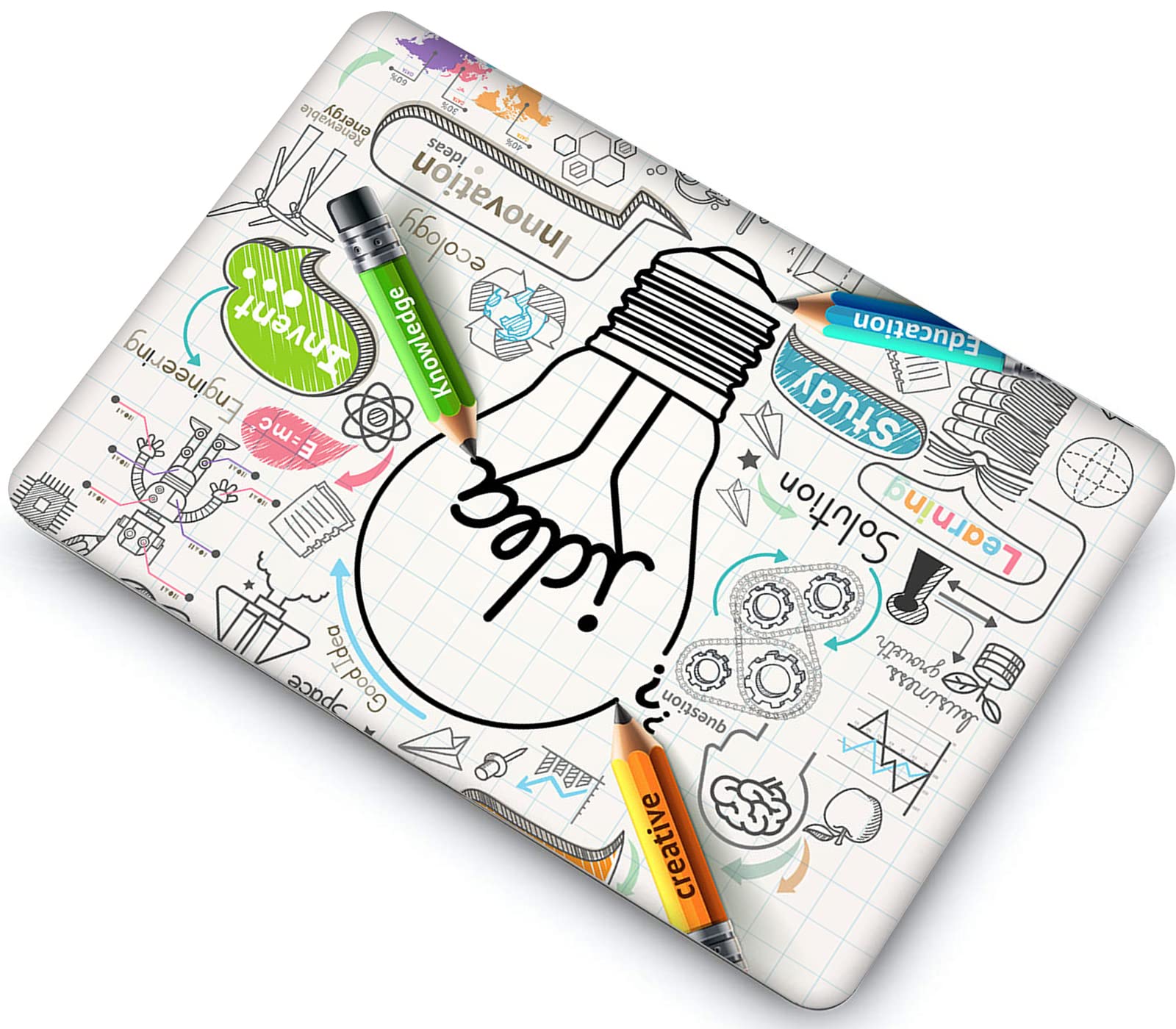 Funda Compatible con MacBook Air 13 Pulgadas 2017-2010 Release A1466/A1369,Carcasa Rígida Protector de Plástico Cubierta & EU Teclado Cubierta & Pantalla Protecto,Bombillas Creativas