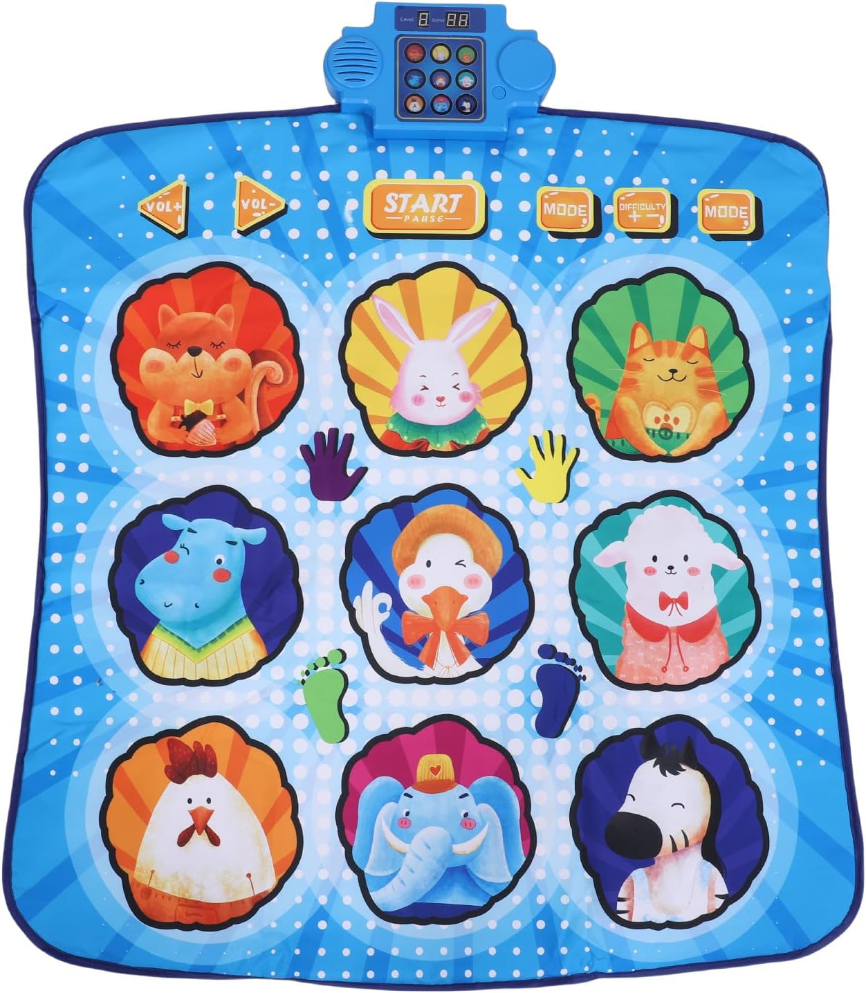 Wireless Dance Mat, 9 Key Interactive Music Game Pad Anti Slip Foldable, with Non Slip Design for Kids Adults Indoor Outdoor Use (Blue)