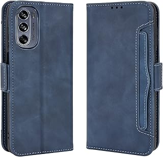 Motorola Moto G62 5G Phone Case 6.5 Inch, Premium Leather Folio Flip Wallet Cover with Credit Card Pocket ID Slots Magnetic Stand Shockproof Protective Cover Case for Motorola Moto G62, Blue