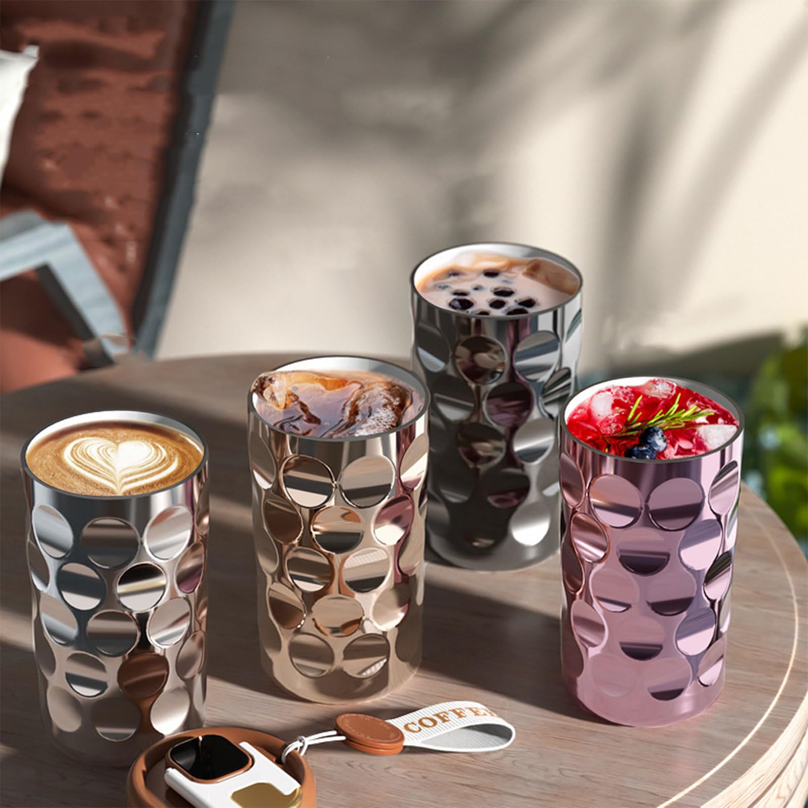 Taza de cerámica con capa interior de 410 ml, fácil de limpiar, taza térmica de acero inoxidable aislada al vacío