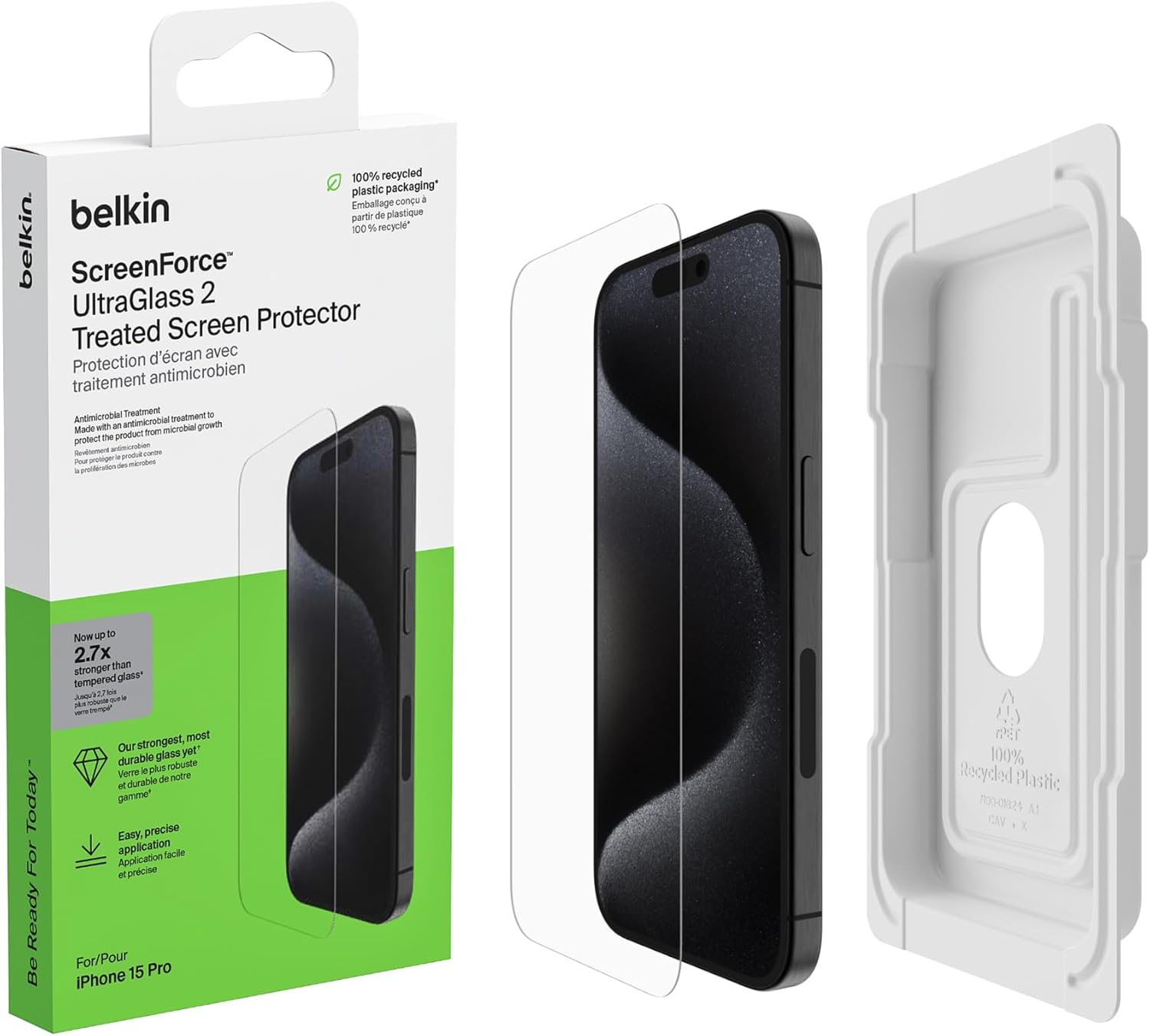 Belkin ScreenForce UltraGlass 2 Treated iPhone 15 Pro Screen Protector