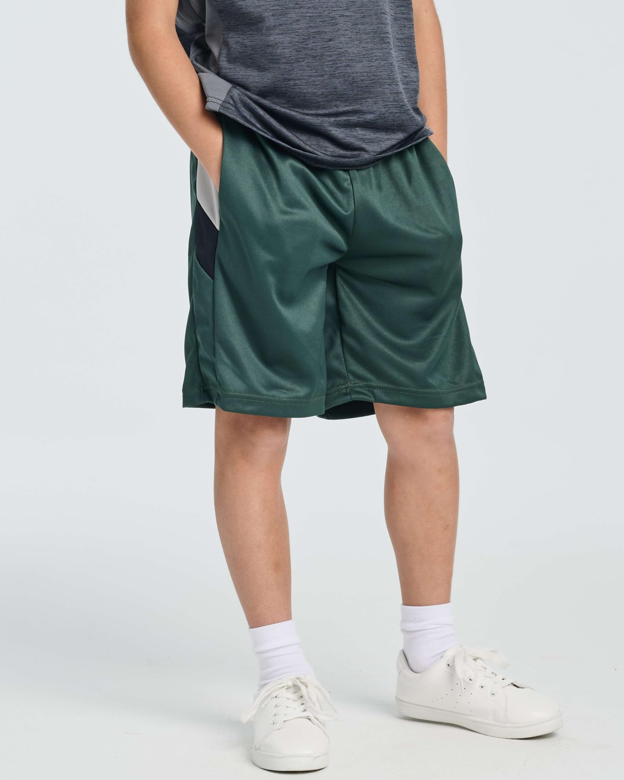 Real Essentials 5 Pack Boys Shorts Baseball Kids Athletic Basketball Soccer Girls Summer Running Activewear Lacrosse Teen Mesh Ropa Niño Track, 6-7