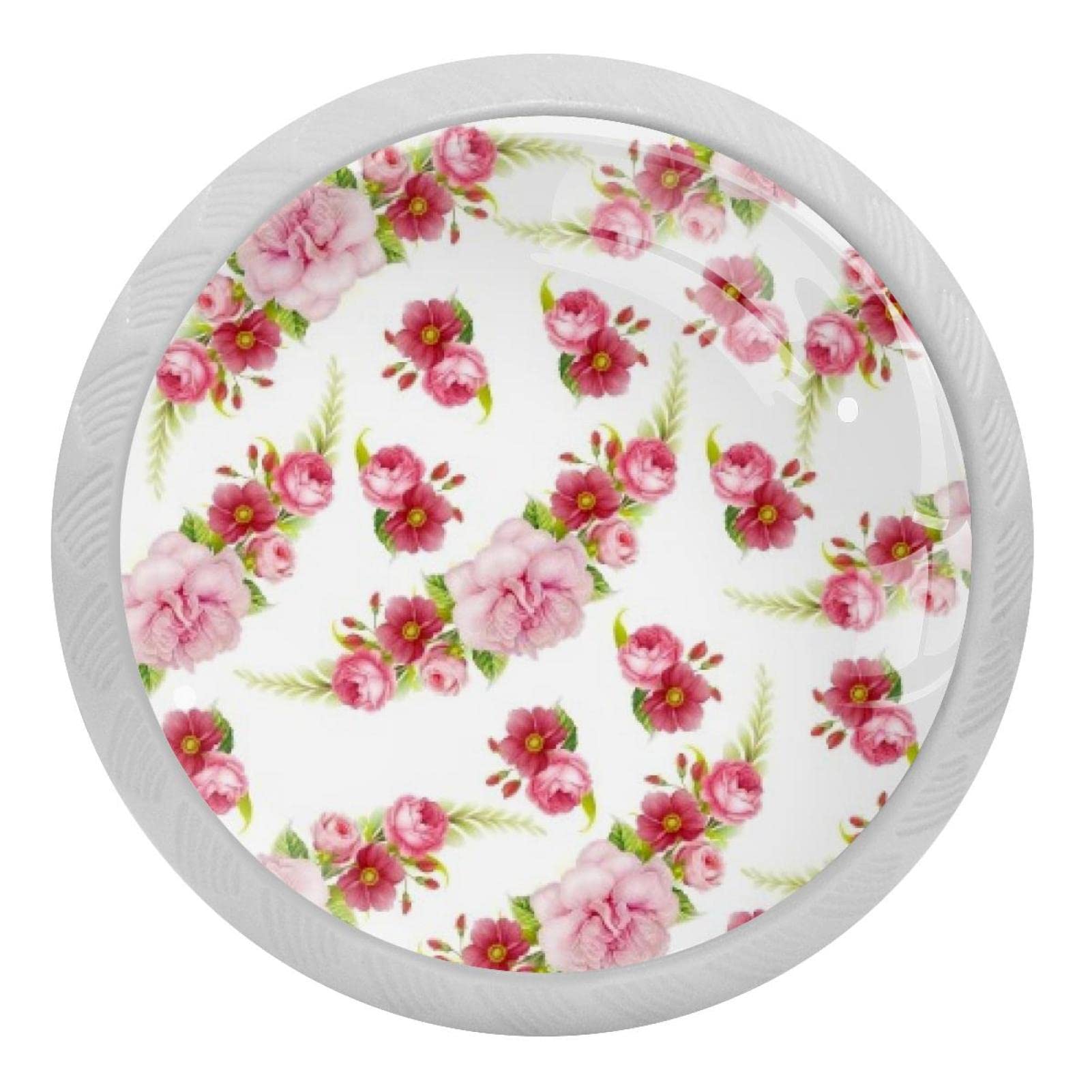 Boutons de placard de cuisine en verre décoratif style floral romantique