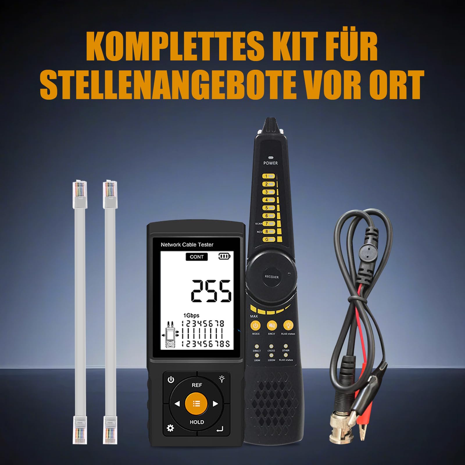 LT-200S Multifunktions-Kabeltester mit Sichtbarer Fehlerortung & Optischem Leistungsmesser - Netzwerkkabeltester für RJ45/UTP/BNC, PoE-Detektor, Port-Finder, 600m Reichweite (Grey)