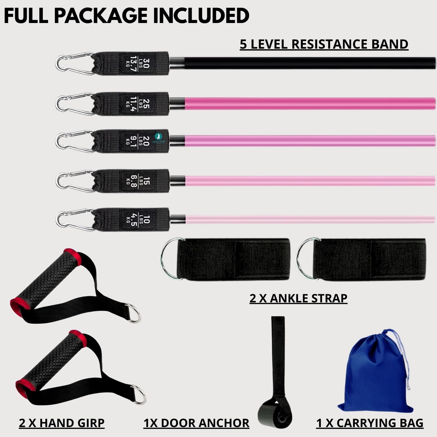 Buy Now Lafillette Natural Rubber Resistance Bands Set,Home