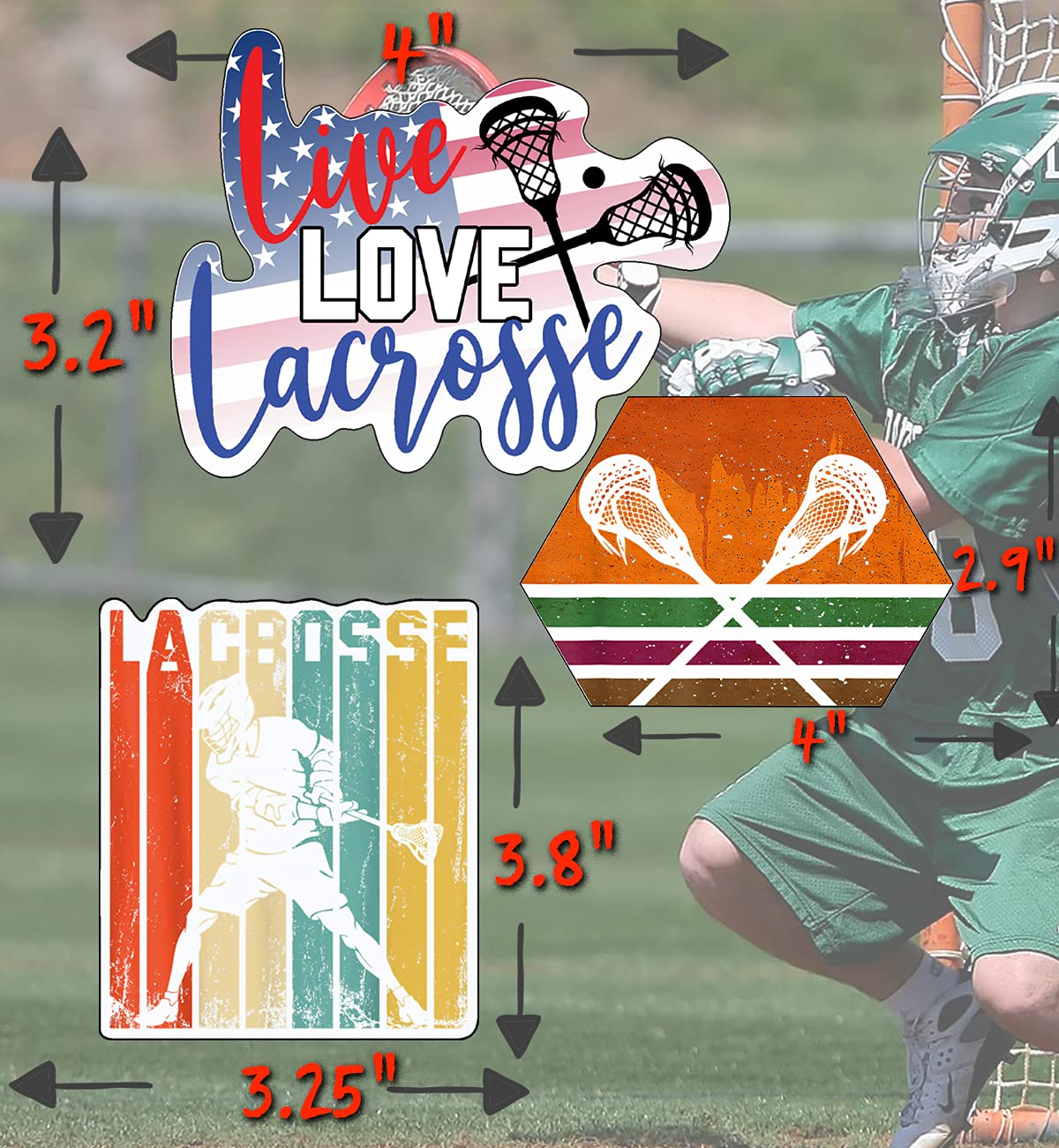Naklejki Lacrosse - idealne prezenty Lacrosse dla chłopców, dziewcząt, mężczyzn - wodoodporne, bardzo lepkie, trwałe 100% winylowe - świetnie sprawdzają się na butelkach z wodą, laptopie, naklejce samochodowej lub jako upominki na imprezę