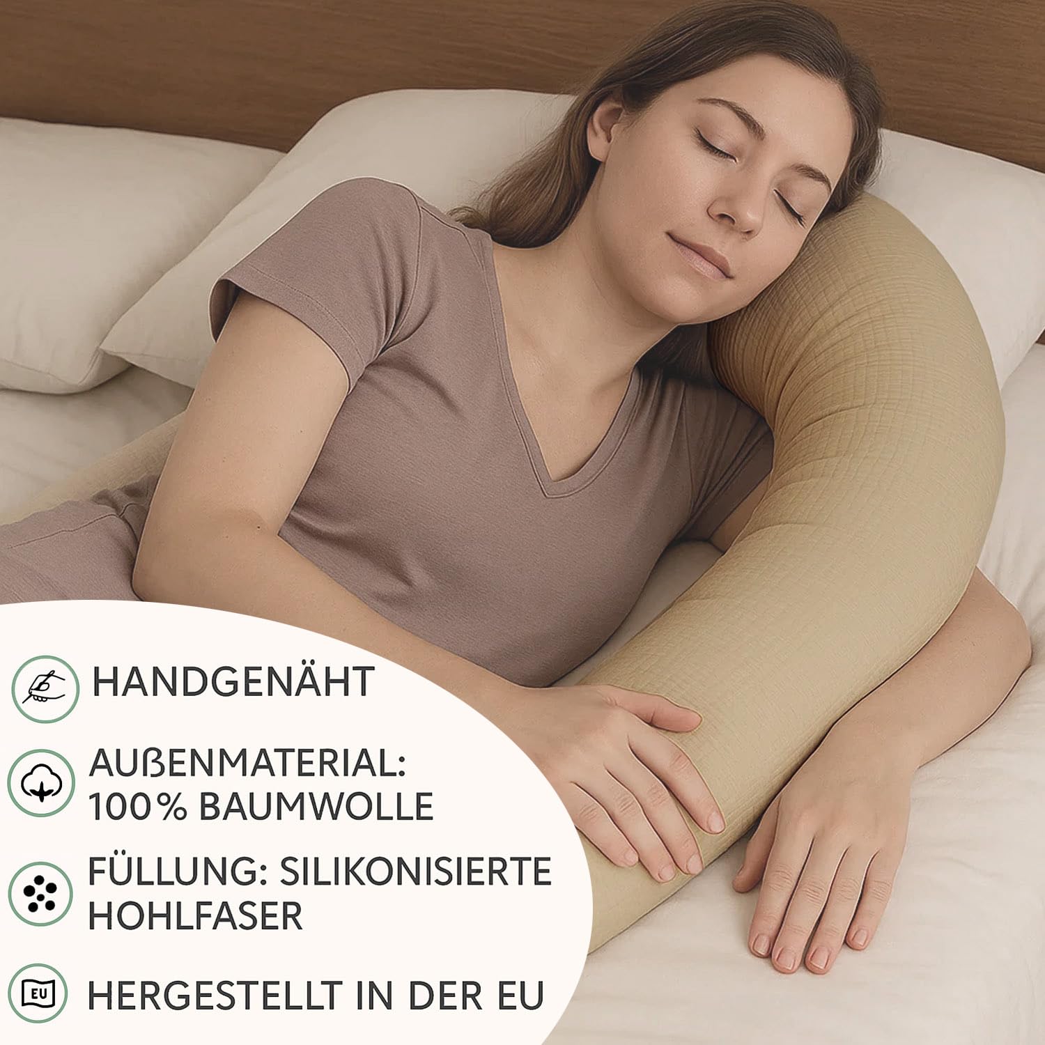 Bettschlange Stillkissen – Weiche Bettrolle & Seitenschläferkissen – Vielseitiges Lagerungskissen für Erwachsene & Deko (400 cm)