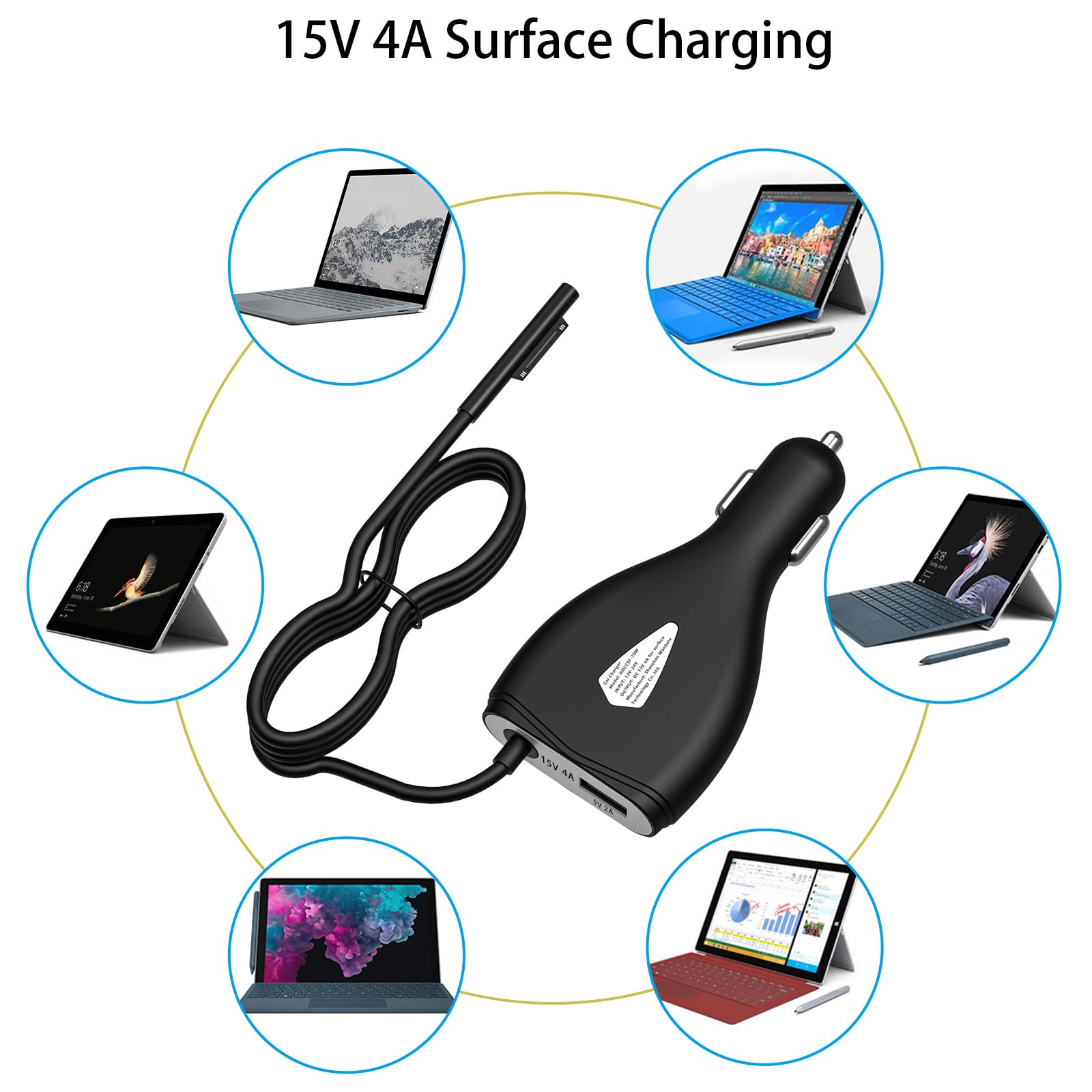 Amazon.co.jp: Surface 車用充電器 70W 15V 4A 電源 Microsoft Surface