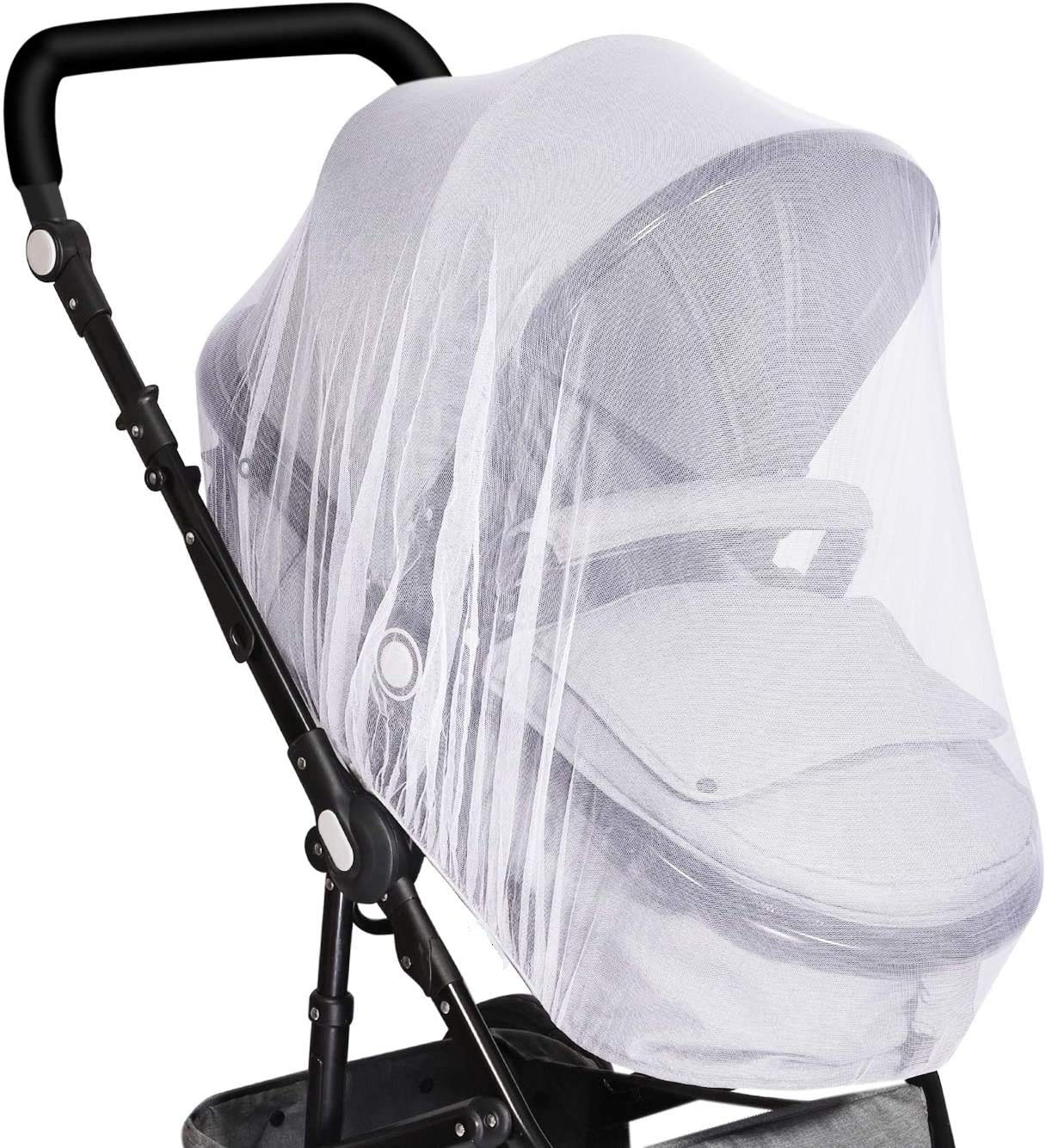 Universal Mosquito Net for Baby Stroller Cradle Travel Cribs Pram, Mosquito and Insect Protection, Fine Mesh, Sturdy and Washable ZJ RIGHT Mosquito Net with Elastic White