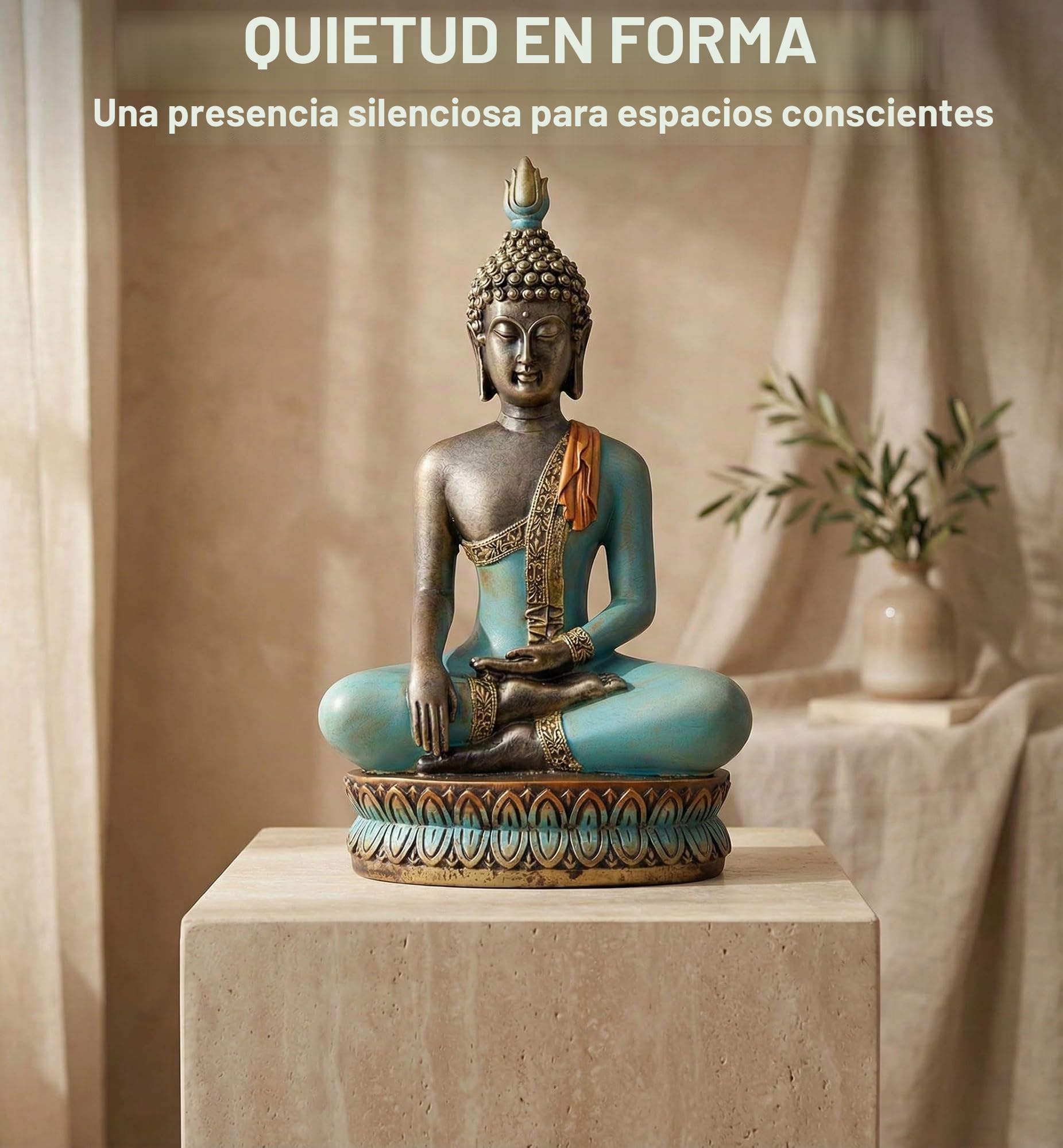 25DOL - Figura de Buda para hogar, de 31,75 cm (Momento de la iluminación), coleccionables y Figuras, decoración de meditación Espiritual para salón, Zen, Yoga, hindú, Asia Oriental