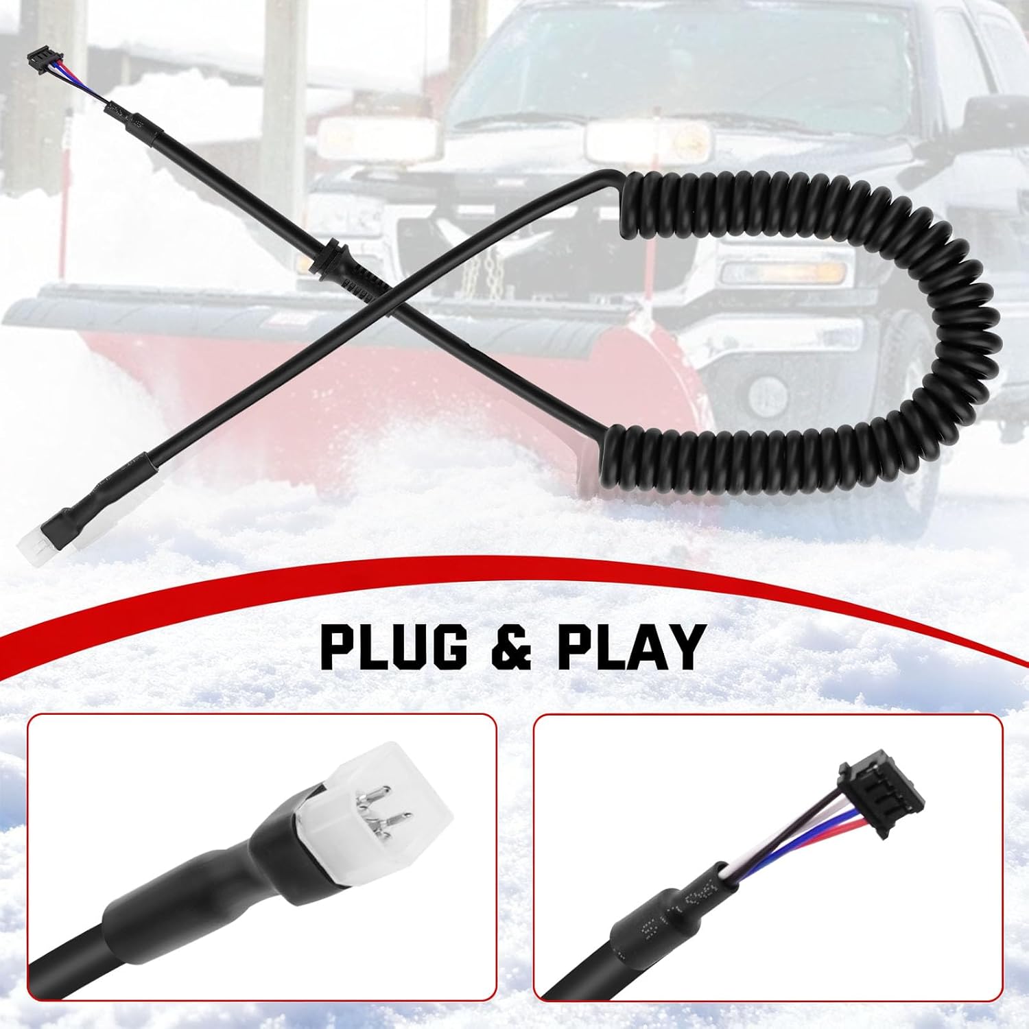 Jerbor 4-Pin Snow Plow Controller Cord Fit for Western Fisher Fleet Flex, 9-Button Handheld Controller Replacement Cable, Replaces #96464