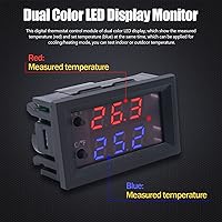 Vista 2 de Twidec Controlador de temperatura /DC 12V programable -50 a 230.0 °F (-58 a 230 °F) Pantalla LED rojo/azul Monitor Módulo de control de termostato