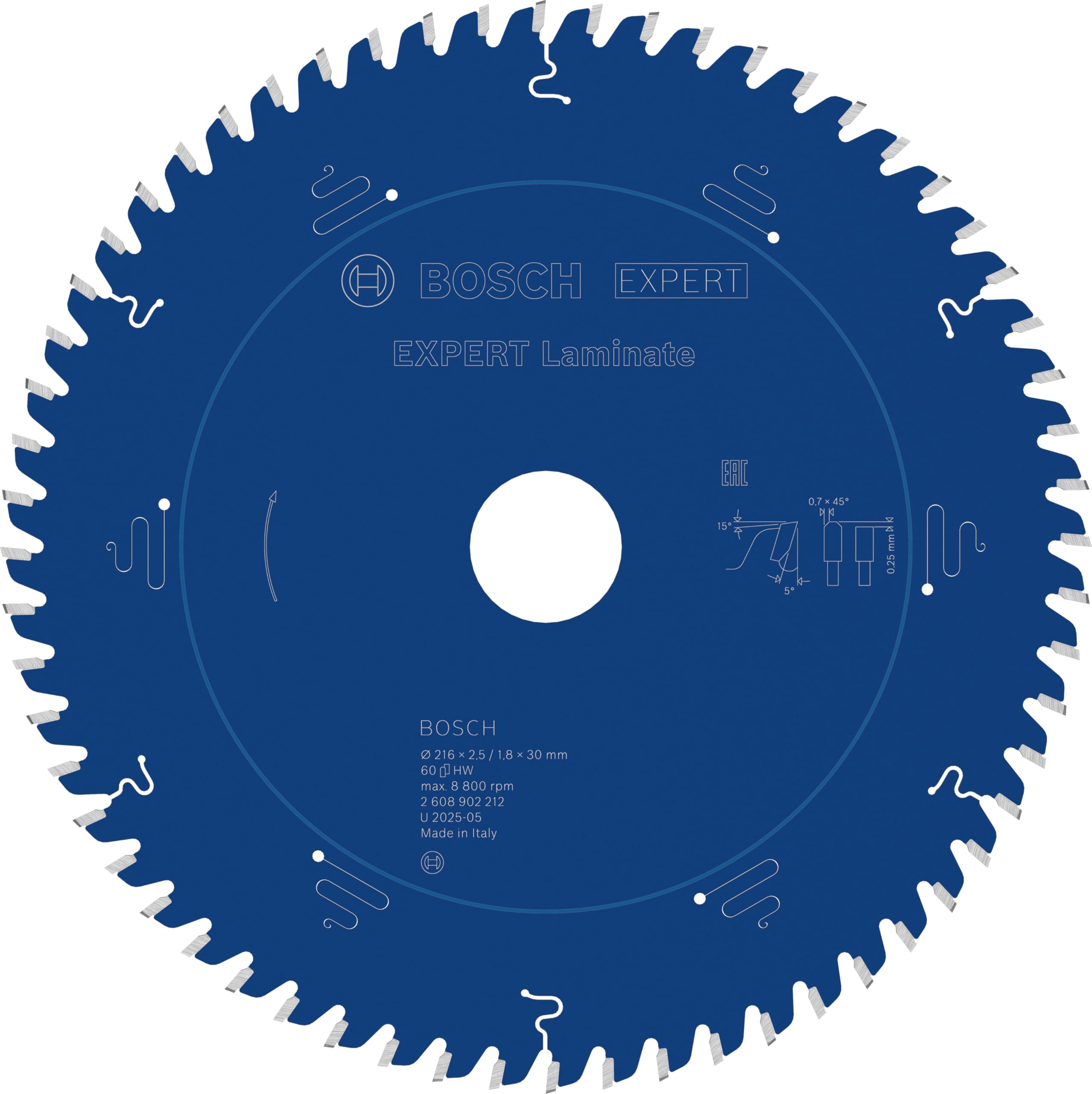 Bosch Expert Laminate Circular Saw Blade 216 X 2.5/1.8 X 30 mm T60 2608902212 from B&Q