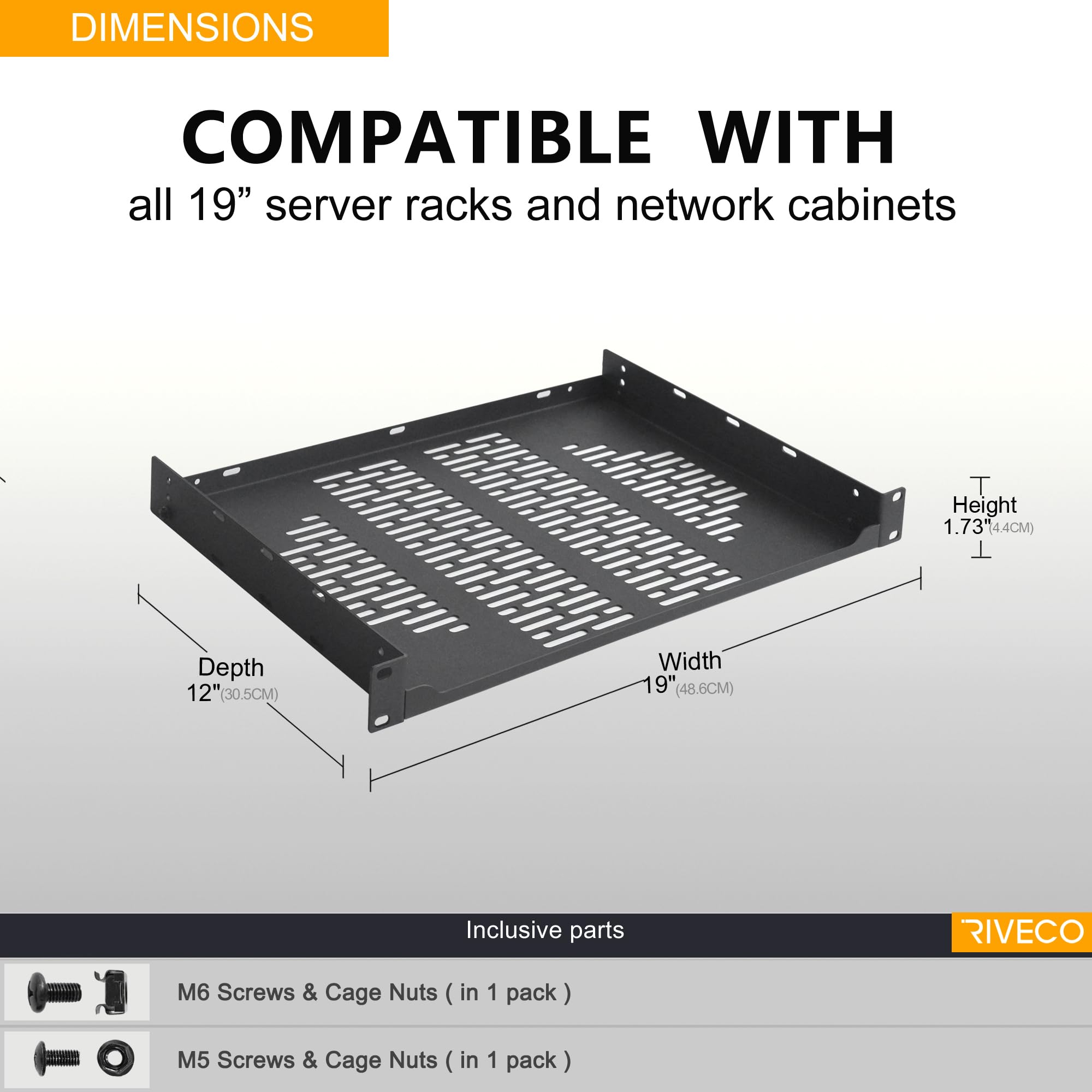 Networking Rack Shelf 19 Inch Network Rack Shelf 2-Pack 1U Server Rack Shelves - 12 Inch ...
