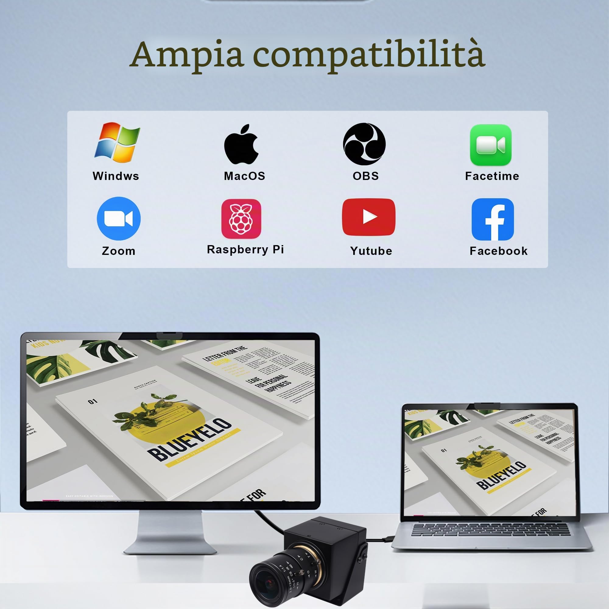 SVPRO Fotocamera USB HDMI 4K 60fps con obiettivo zoom ottico 2.8-12mm, messa a fuoco manuale, streaming H.264 per PC, Raspberry Pi, TV, monitor