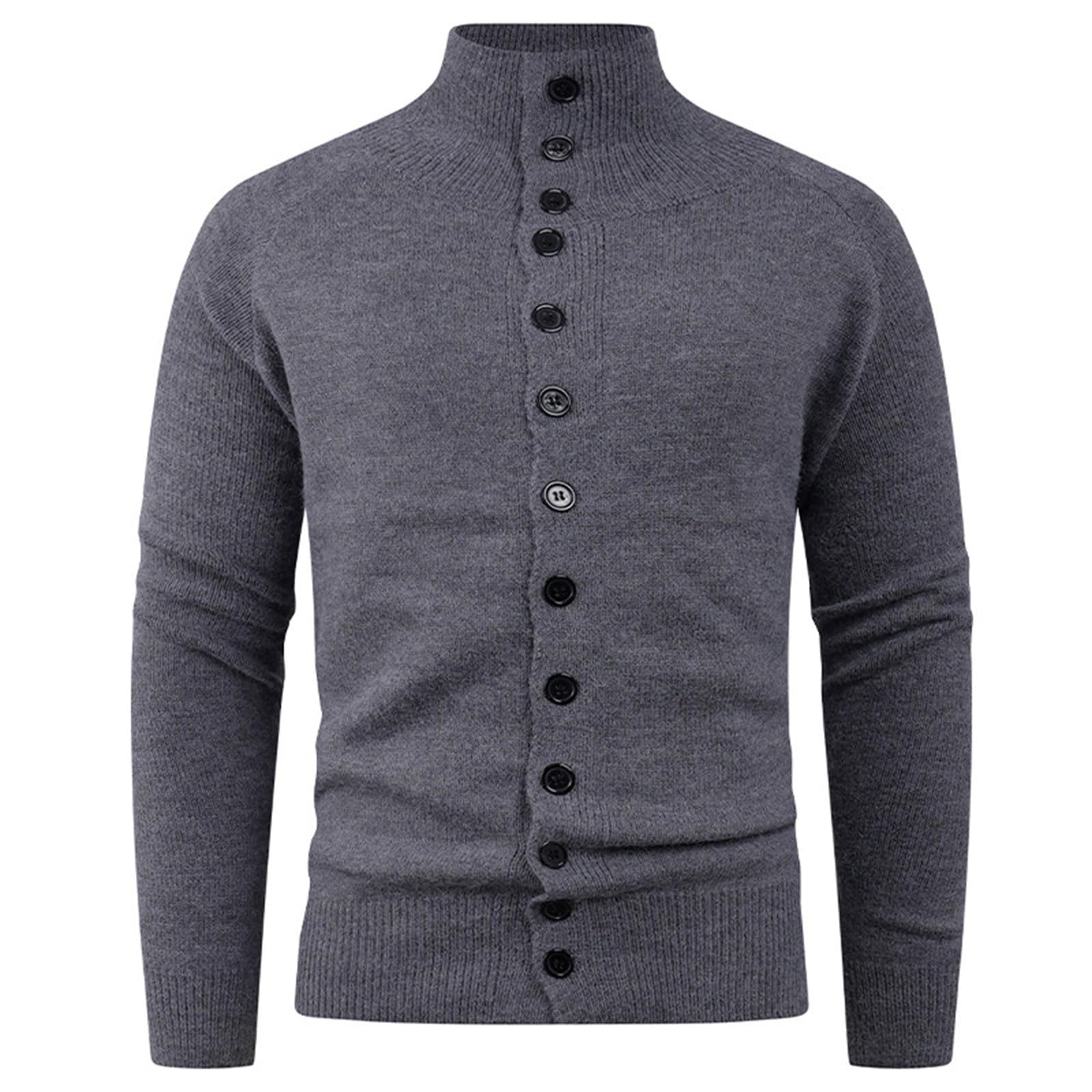 Genérico Cárdigan De Punto para Hombre, Chaqueta Punto Hombre Manga Larga con Un Solo Botonadura con Bolsillo Abrigo Color Sólido Informal con Botones Suéter Grande para Exterior El Ocio