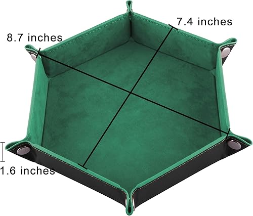 Miniatura 2 de SIQUK 4 bandejas de dados hexagonales para dados plegables, de piel sintética, para juegos de dados como RPG, DND y otros juegos de mesa (café,
