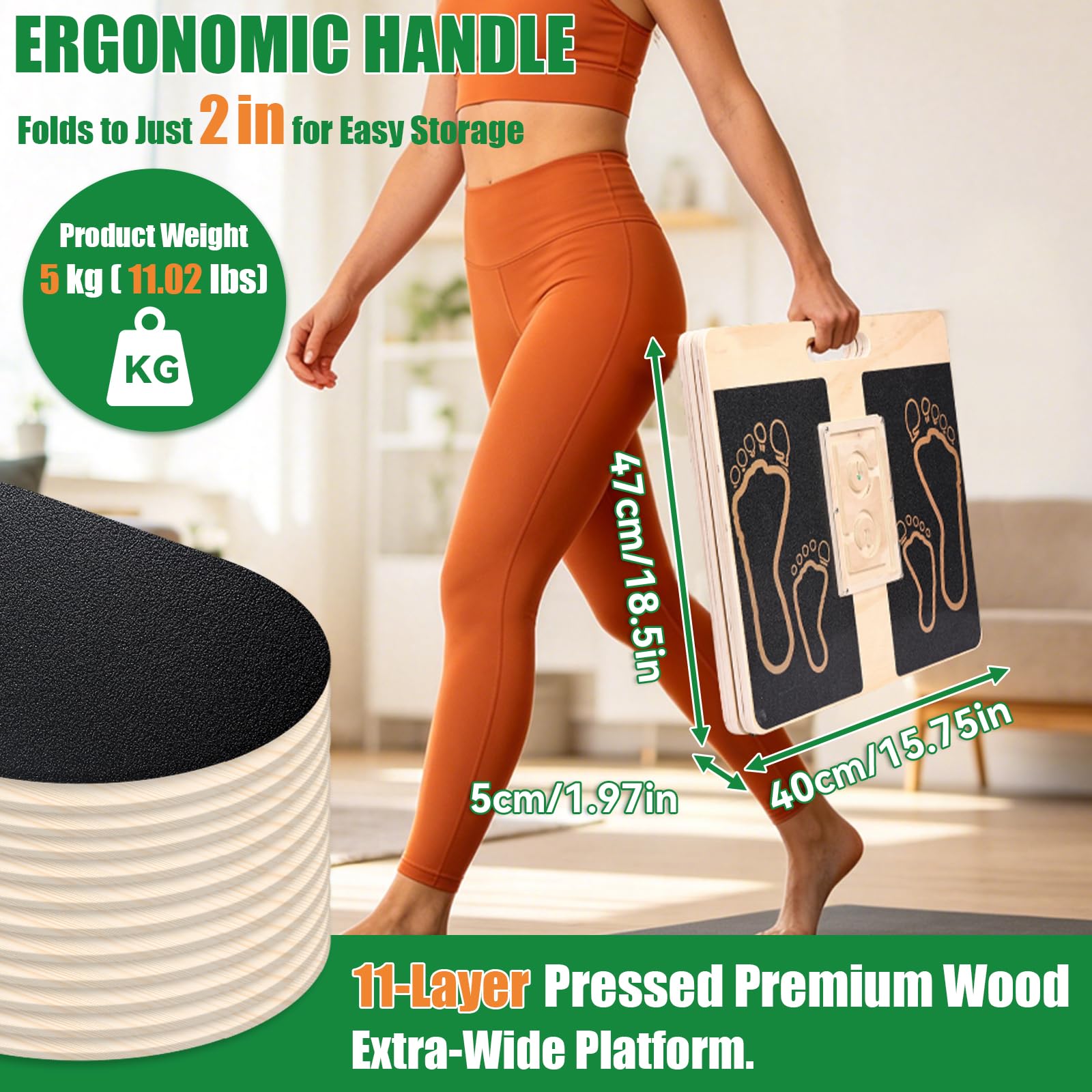 2 in 1 Tavoletta Propriocettiva & Tavola Inclinata in Legno | Balance Board Professionale, Slant Board 12 Angoli Regolabili, Antiscivolo Pieghevole, Interno Esterno Adulti Anziani Bambini