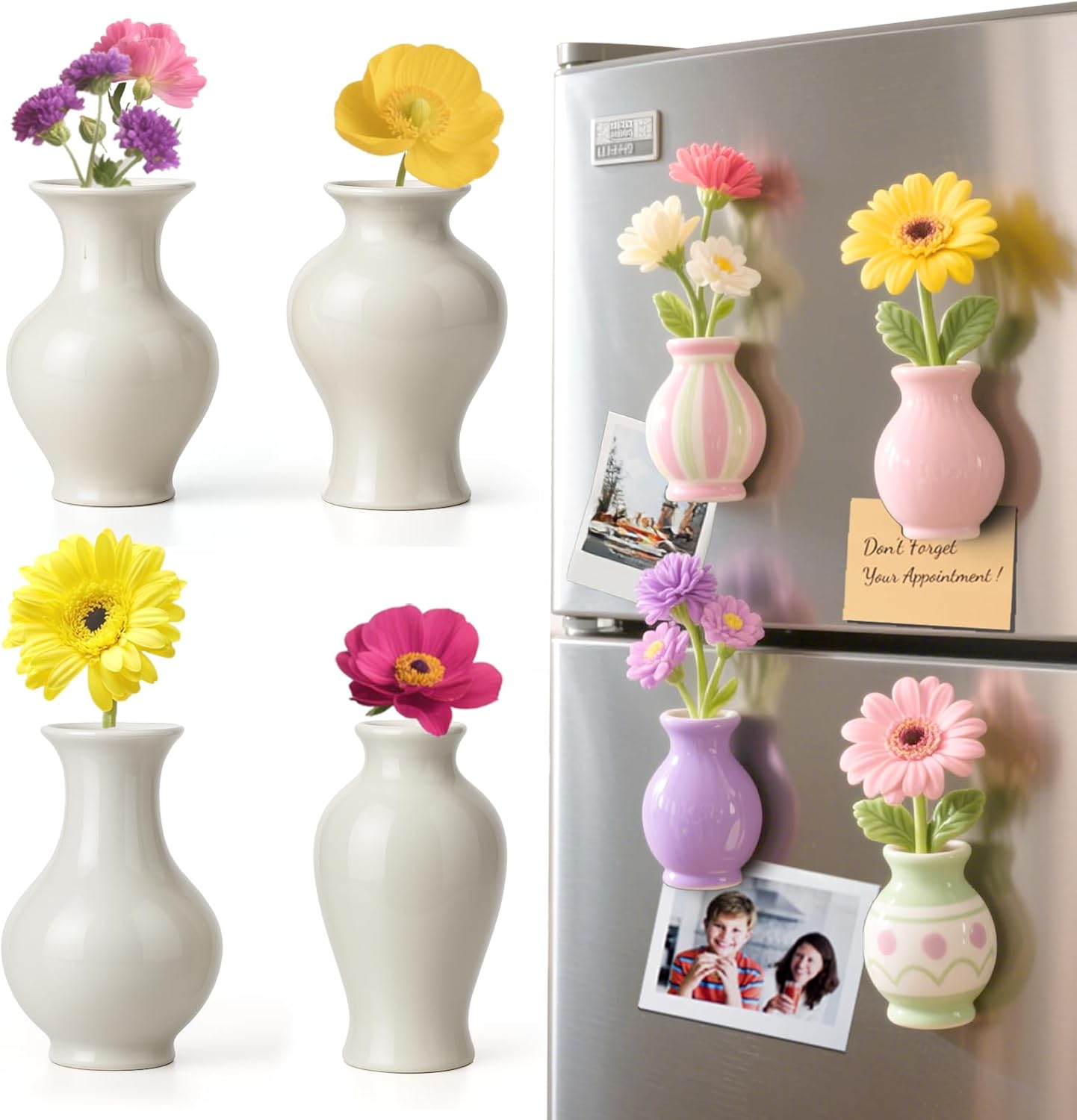 Mini Vase Magnets for Fridge – Cute Flowers Plant Ceramic Vase Magnets Tiny 3D Magnetic Vases for Refrigerator Kitchen Locker Office Decoration (4 Pack) Mini Vase Magnets for Fridge – Cute Flowers Plant Ceramic Vase Magnets Tiny 3D Magnetic Vases for Refrigerator Kitchen Locker Office Decoration (4 Pack)