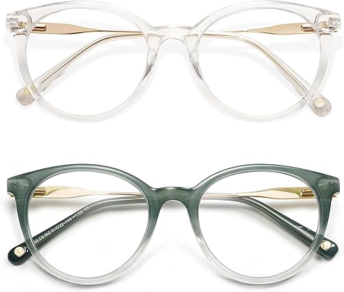 AMOMOMA Lentes de lectura redondos retro para mujer, lindos y elegantes con bloqueo de luz azul, AM6055