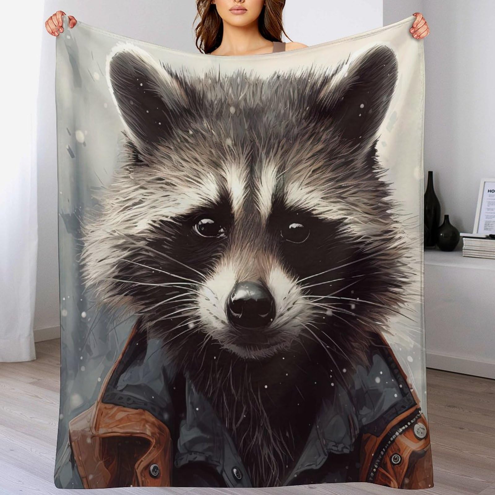 Raccoon Animal Blanket Fleece Warm Soft Cozy Blanket Throw Couch Bed Print Couch And House Decor Gift Idea Throws, for Sofa for Kids Teen Young Boys Girls,(130×150cm) — image 1