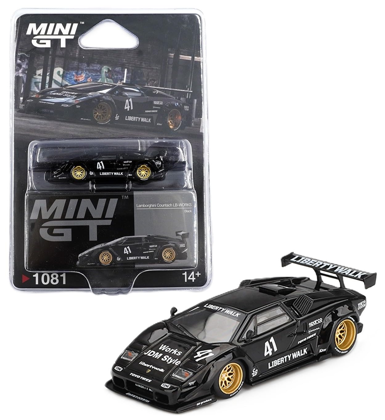 Diecast Model Car Compatible with Mini GT 1:64 Lamborghini Countach LB-Works Black Limited Edition MGT01081