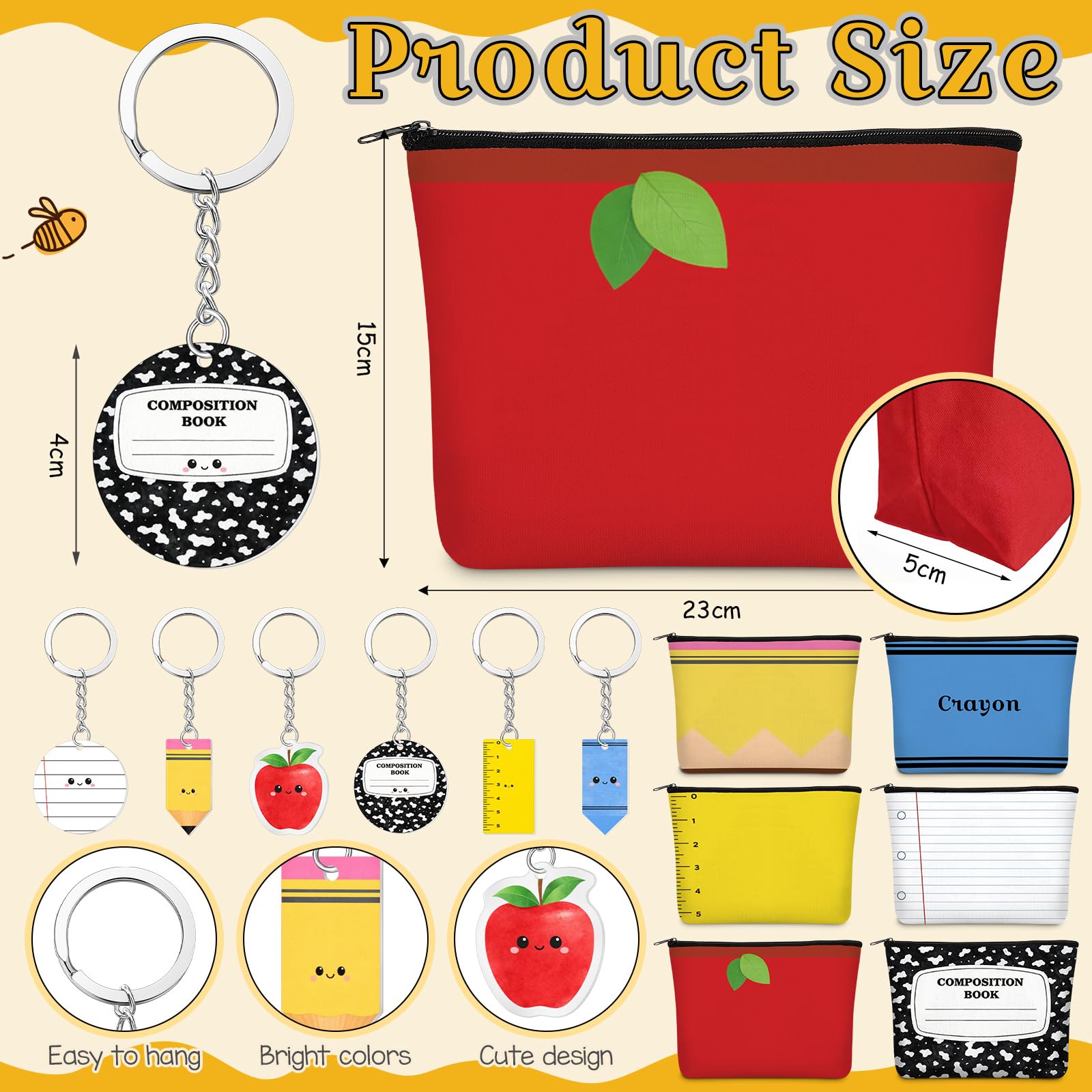 Sabary Sets für Lehrer, Wertschätzungsgeschenke, Papierrollenstifte, Acryl-Schlüsselanhänger, Make-up-Taschen, Notizbücher, Haftnotizen, Papiertüten, Namensschilder, Lineal für Abschlussfeier, Party