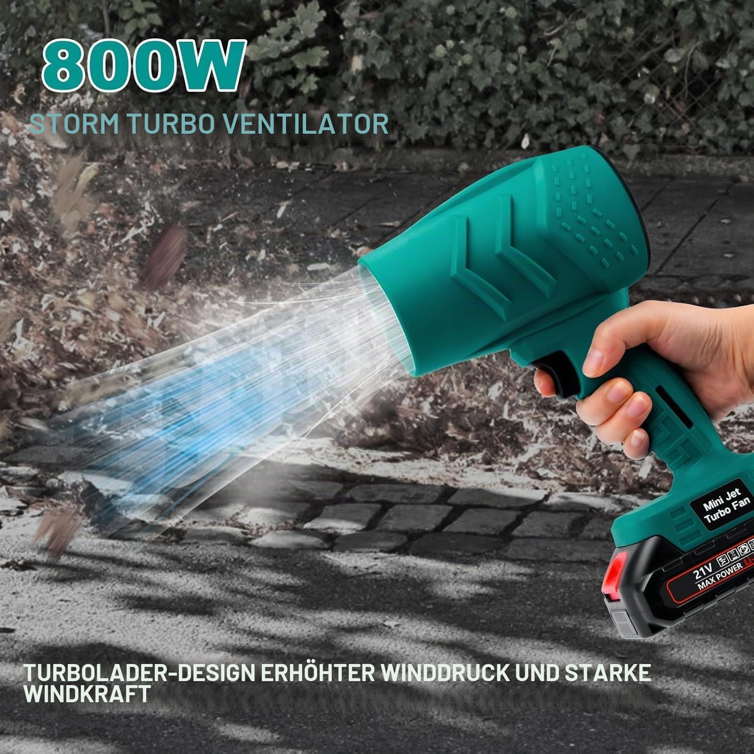 Akku Laubbläser Turbo Gebläse, Mini Laubbläser Mit 1300mah Akkus Und Ladegerät, 35000RPM Elektrische Handgehaltener Sturm Turbolüfter für Reinigen von Holzspänen, Blättern und Schnee